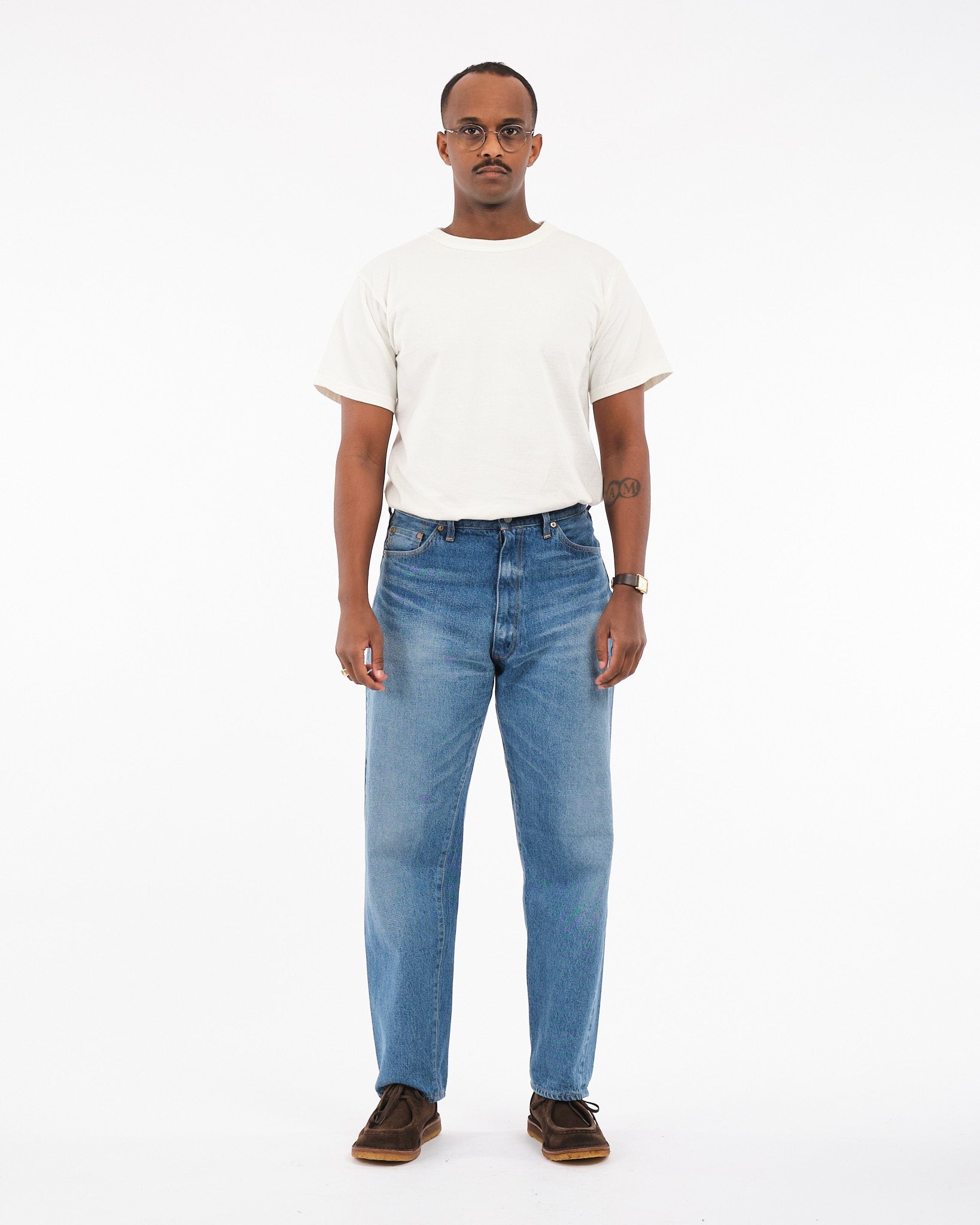 5P Zipper Front Denim Pants Indigo Vintage Wash by Kaptain