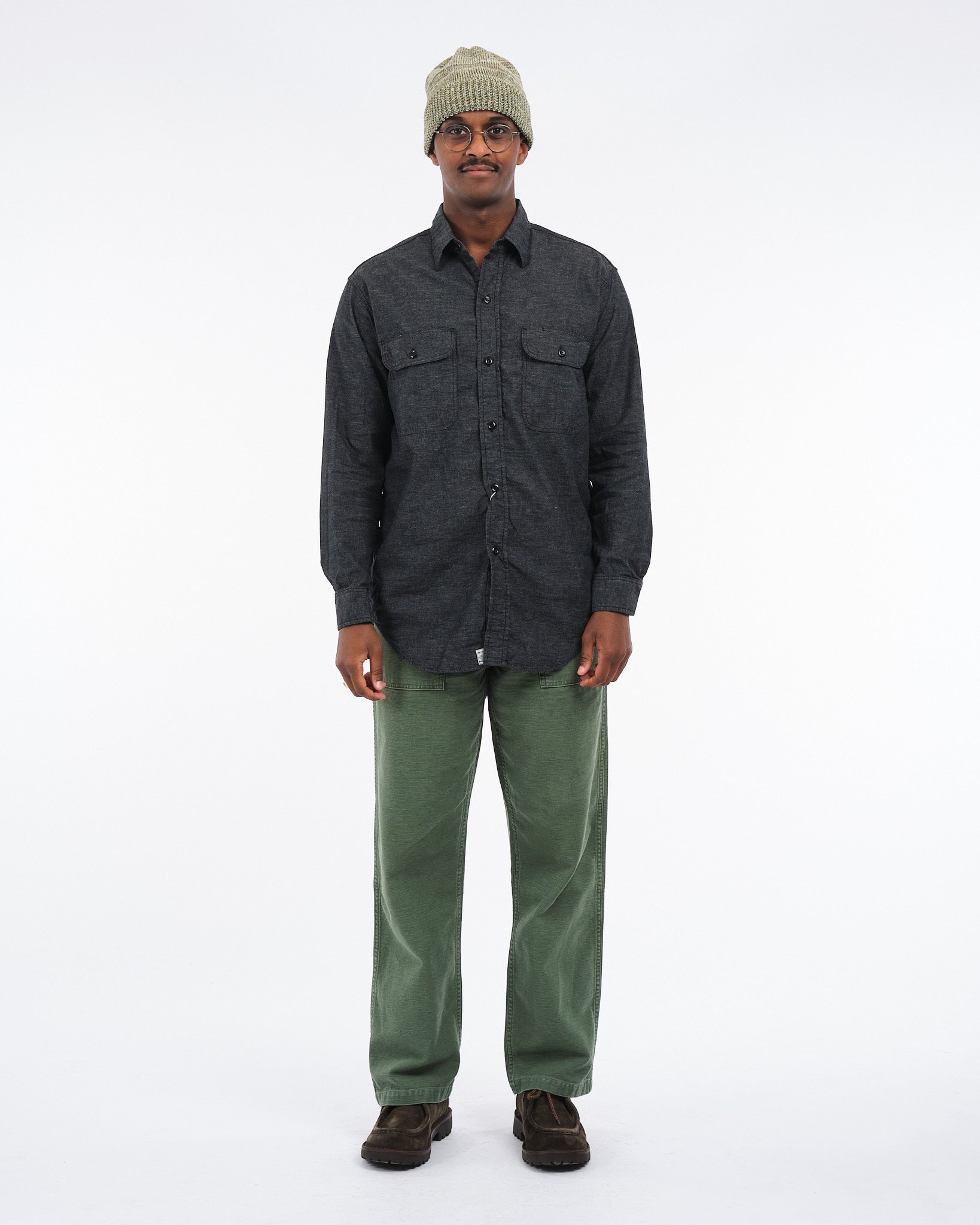 chambray dress shirt Black Chambray Work Shirt | Black