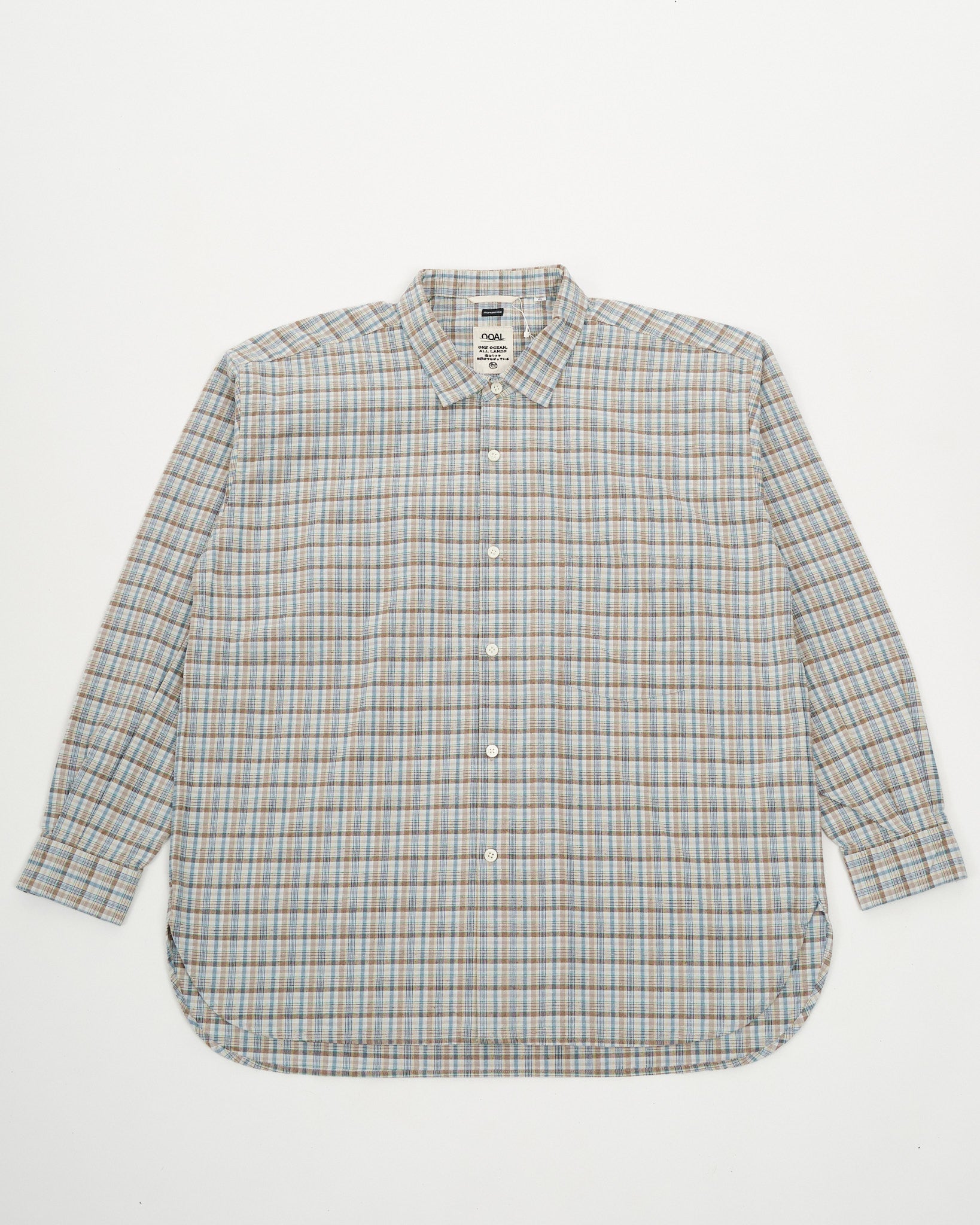 Cotton Silk Euro Check Shirt Sax - Meadow
