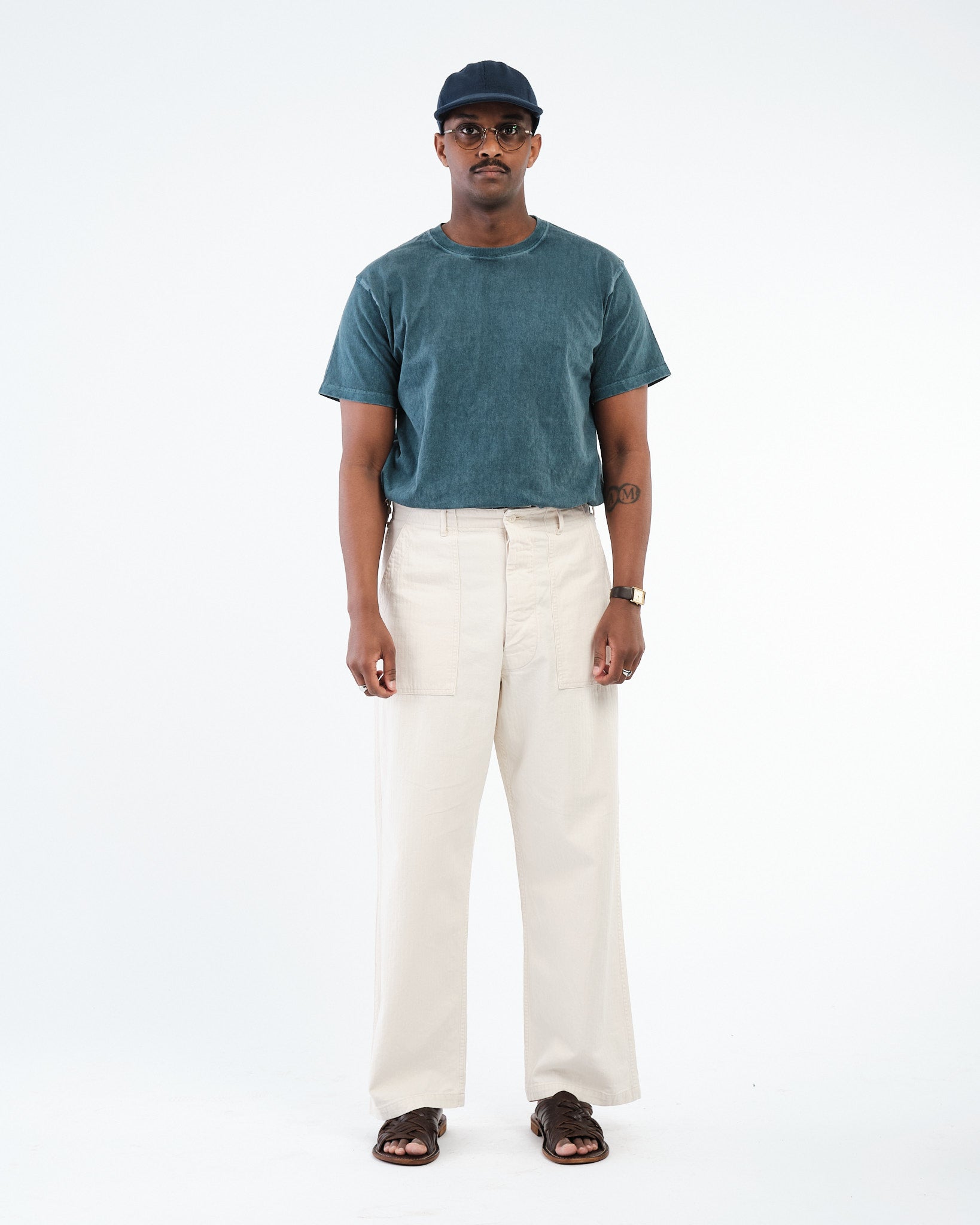 Herringbone Twill Summer Fatigue Pants Ecru by orSlow - Meadow