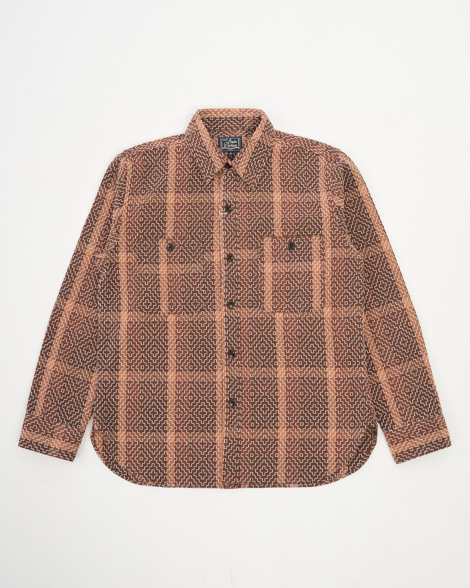 Kakishibu Noragi Sashiko Shirt by Studio D'Artisan - Meadow