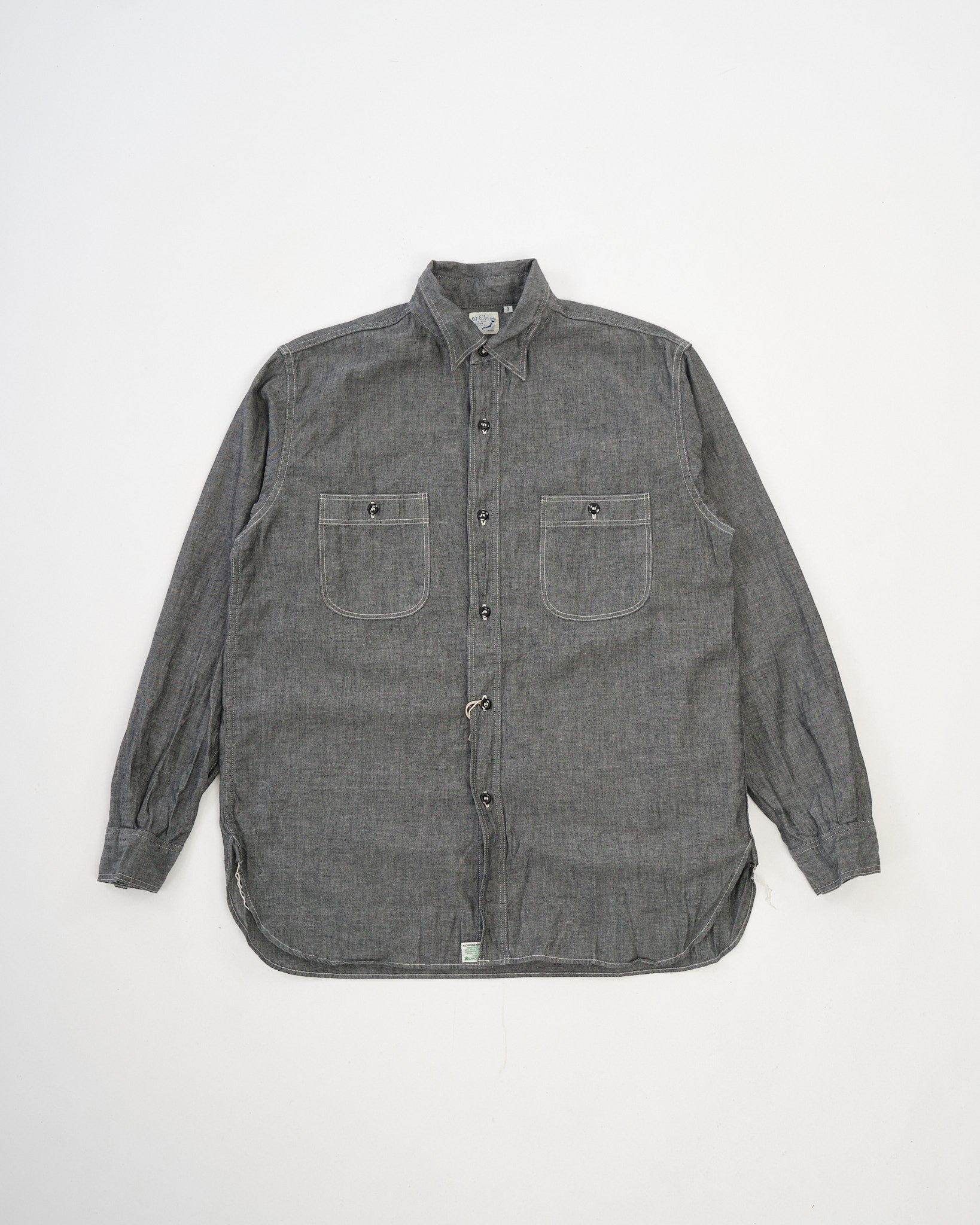 Relax Fit Black Chambray Work Shirt by orSlow - Meadow