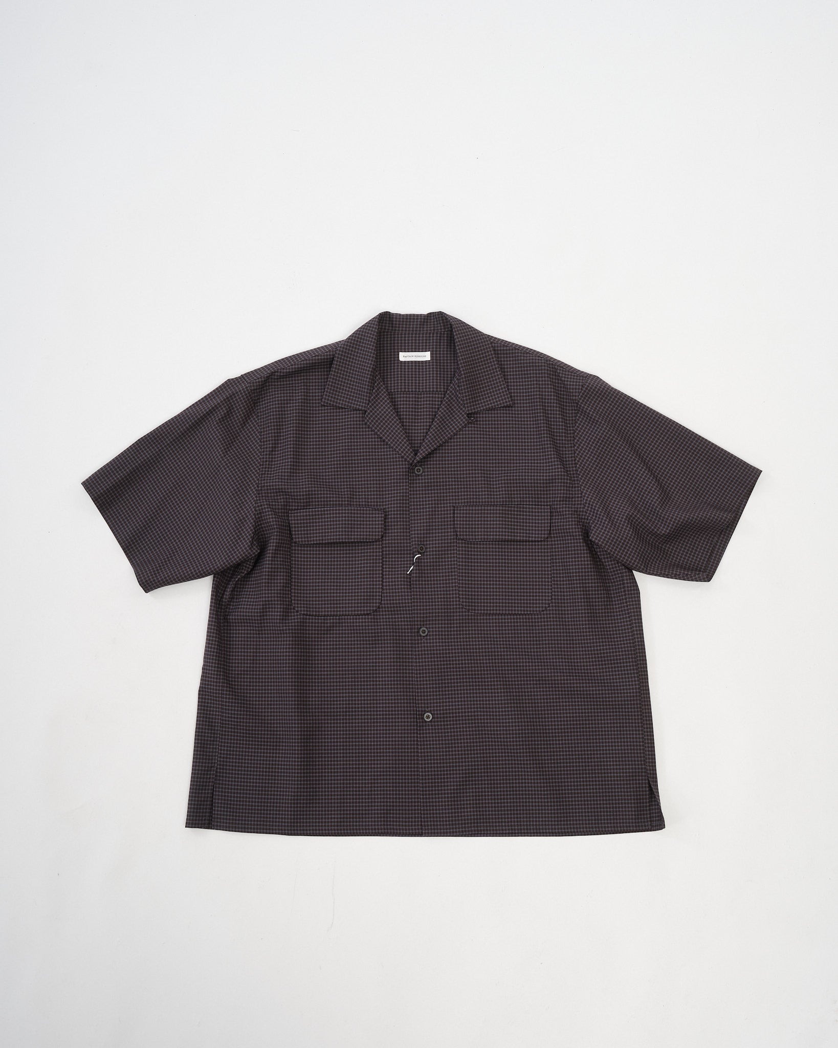 KAPTAIN SUNSHINE | Wool Open Collar SS Shirt Brown | MEADOW