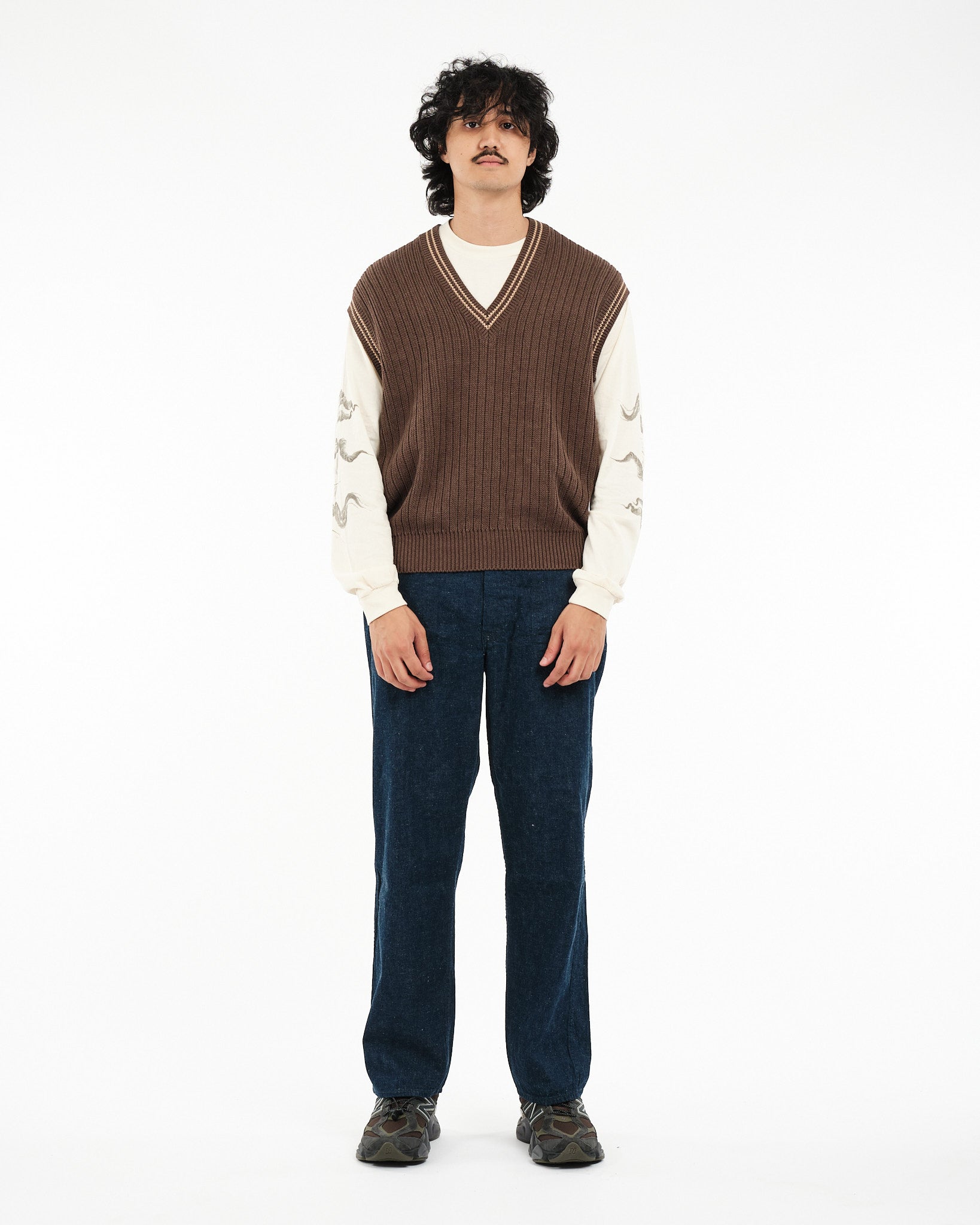 Sverre Knitted Vest Brownmelange by Nudie Jeans Co - Meadow