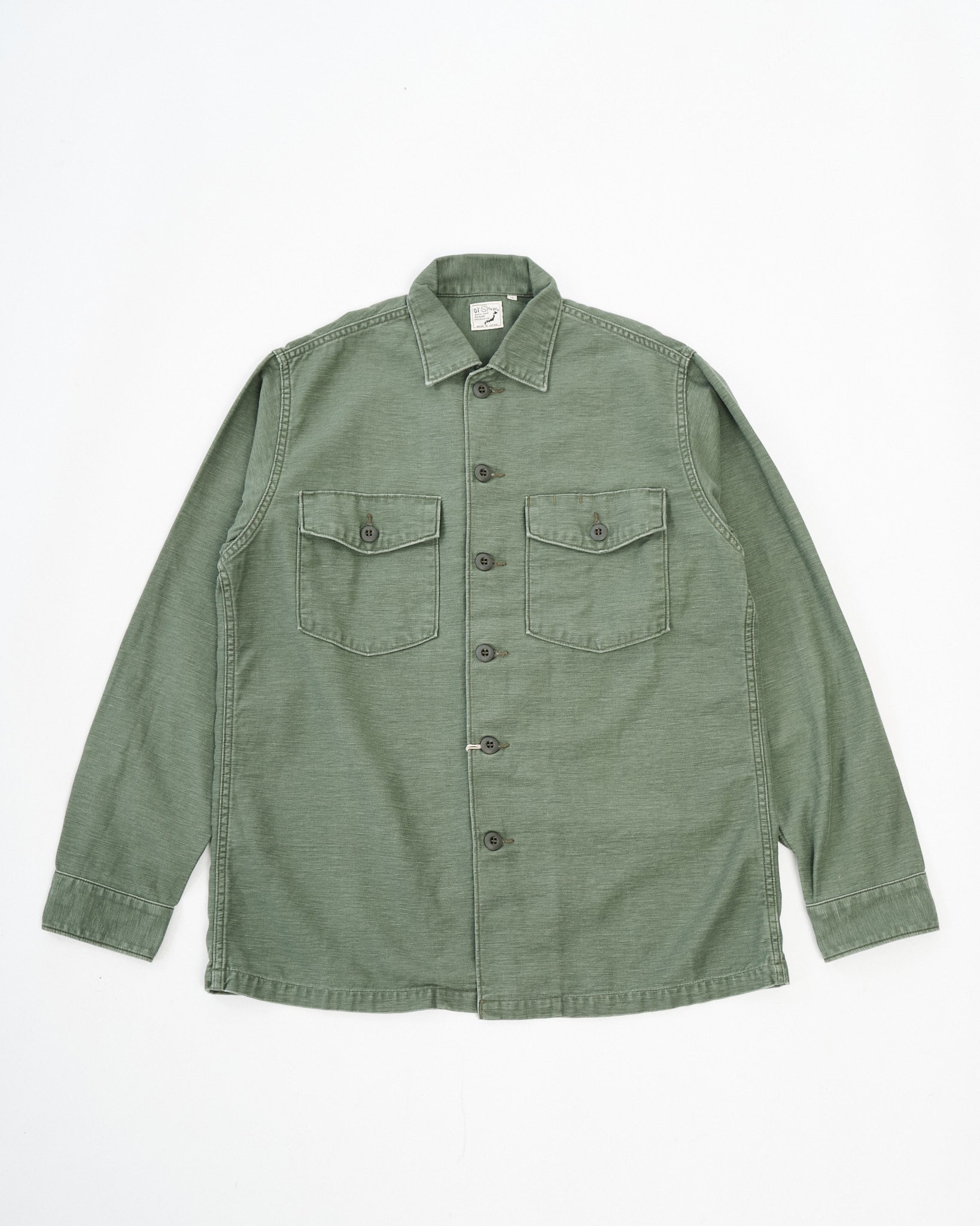 US Army Fatigue Shirt Green Used Wash by orSlow - Meadow