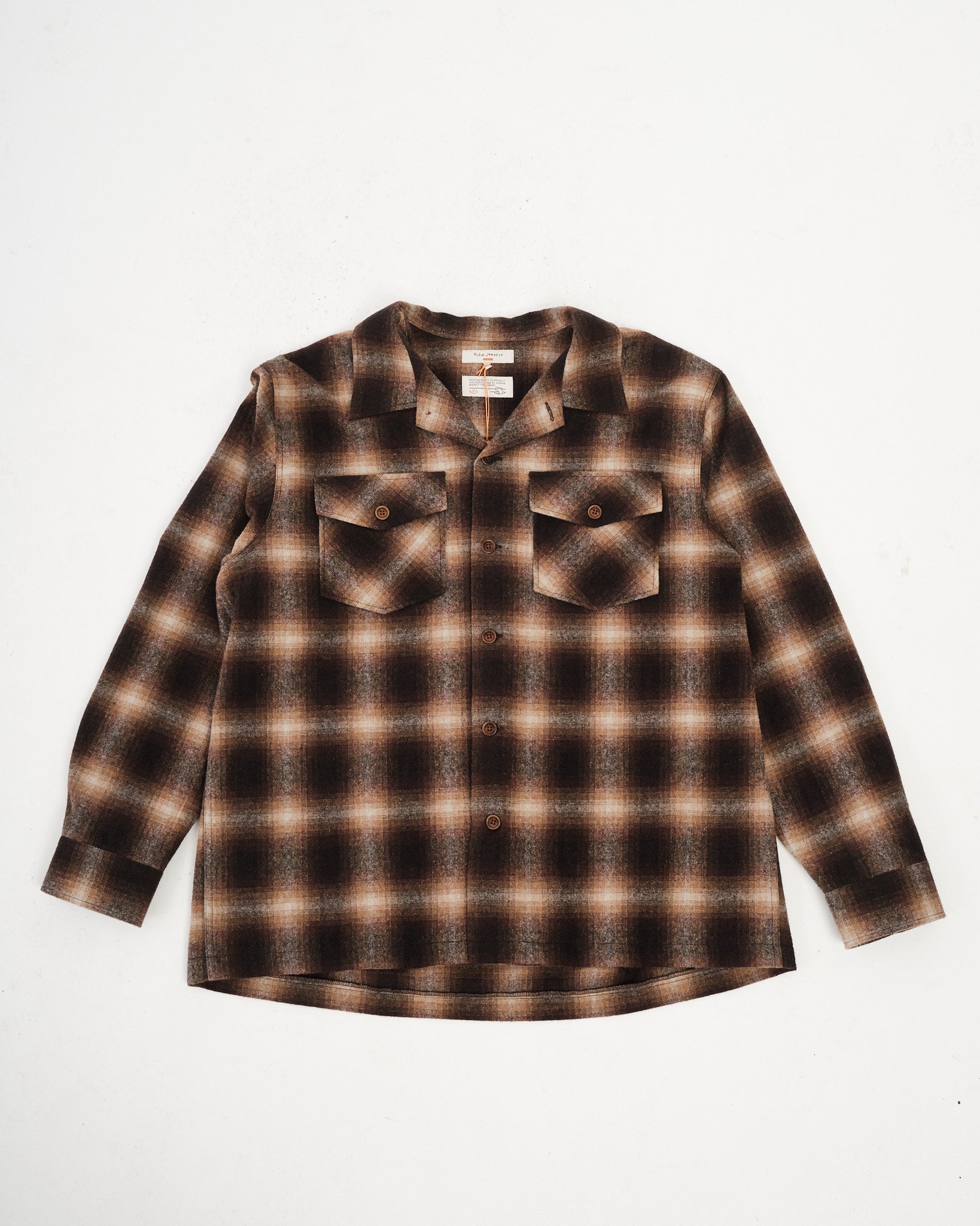 Vincent Shadow Check Shirt - Brown/Beige by Nudie Jeans Co - Meadow