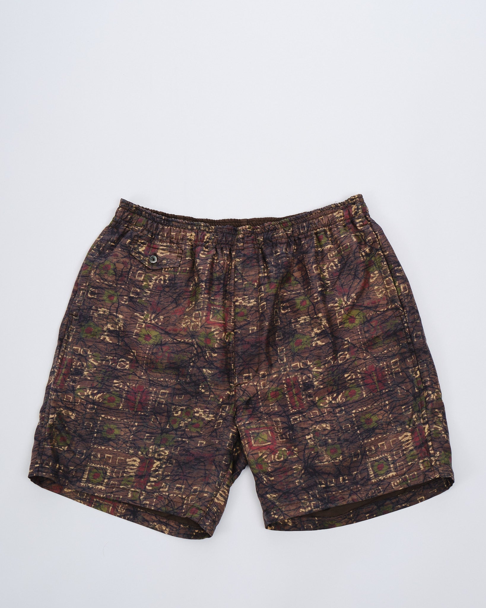 Beach Shorts Silk Batik Print Brown - Meadow