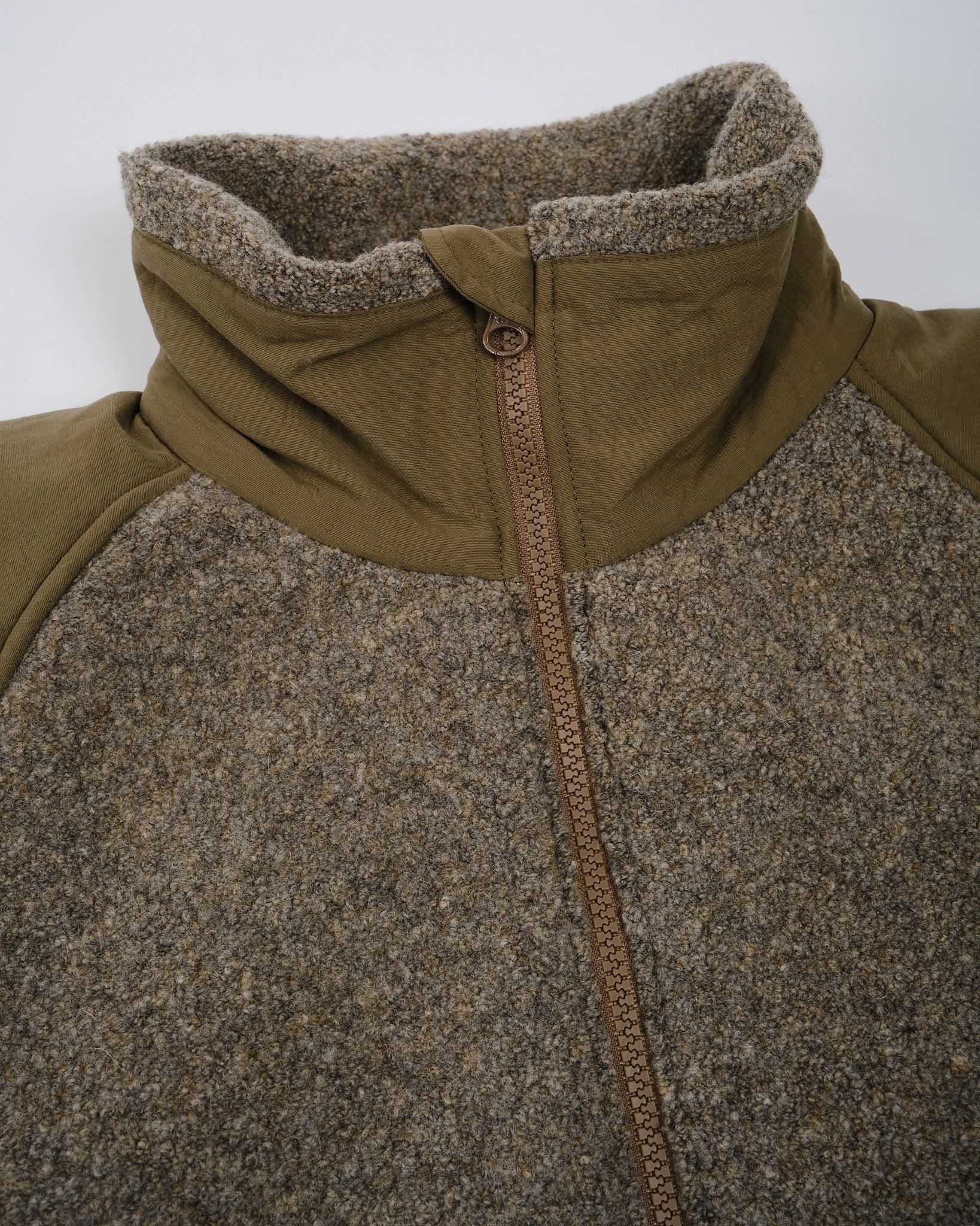 Boiled Wool Zip Up Sweater Coyote - Meadow