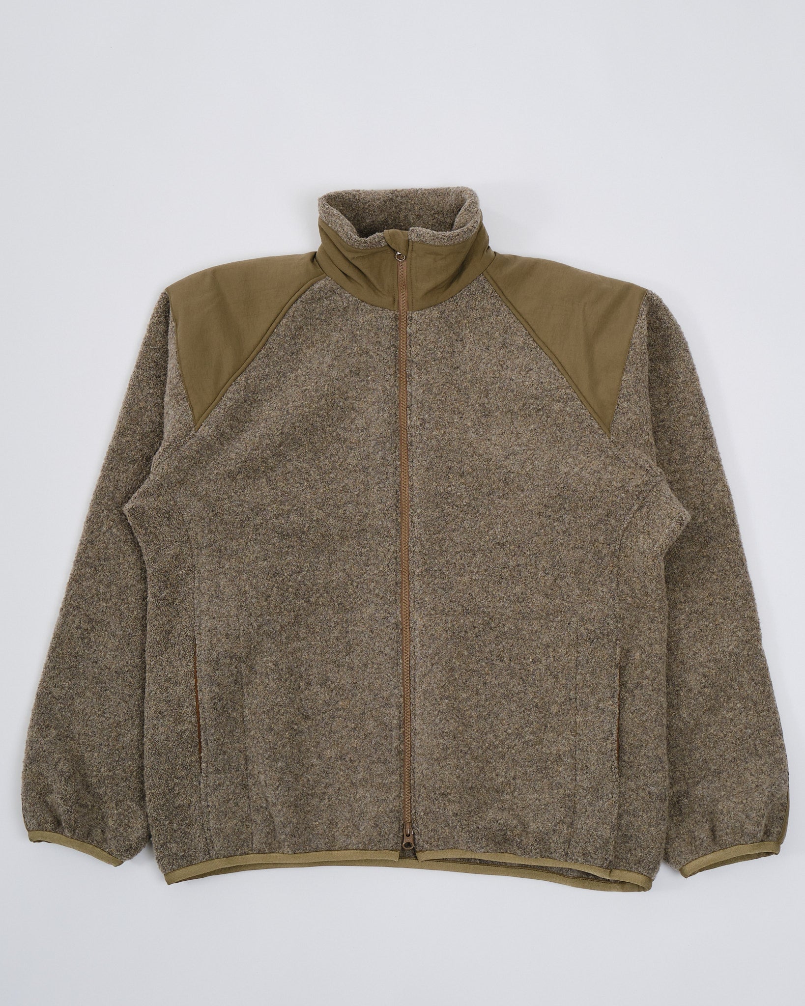 Boiled Wool Zip Up Sweater Coyote