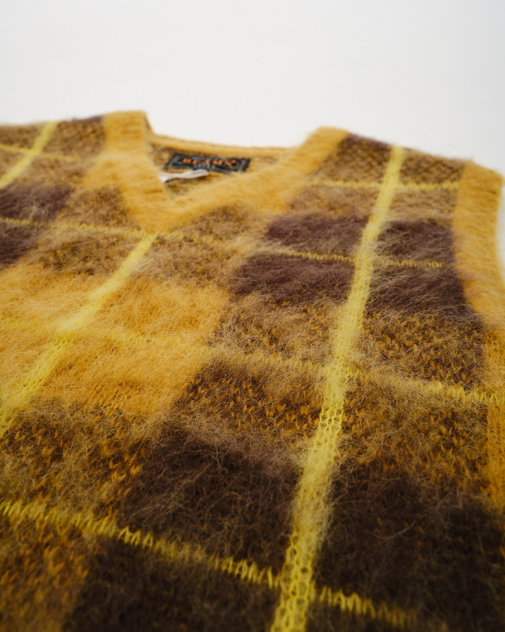 Check Vest Mohair Mustard - Meadow