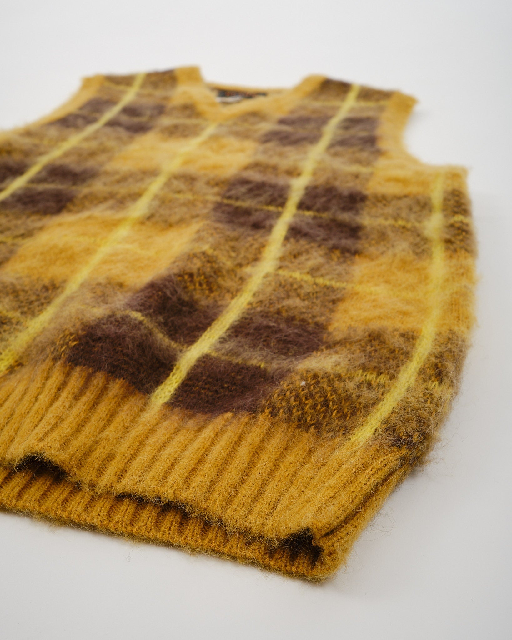 Check Vest Mohair Mustard - Meadow