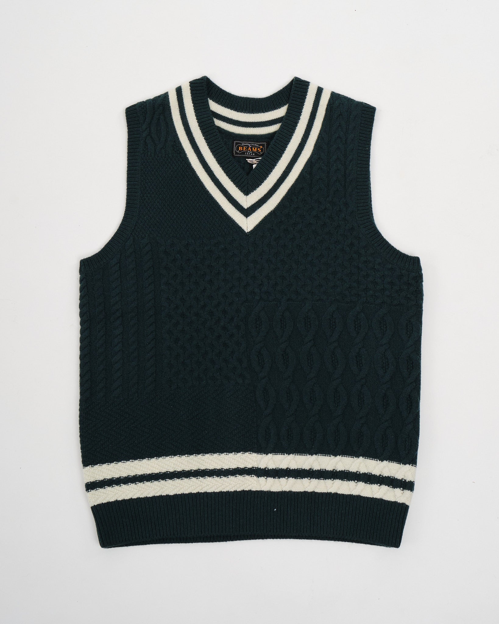 Cricket Vest Patchwork Like Green by Beams+ - Meadow