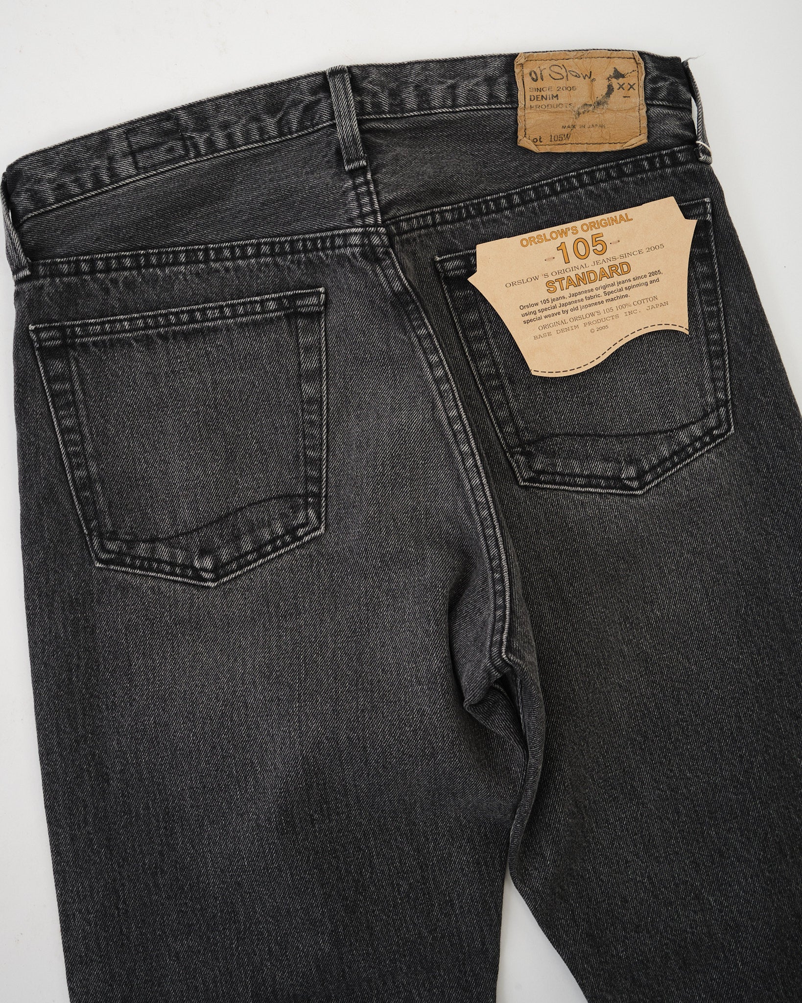 105 Standard Selvedge Black Denim Stone by orSlow
