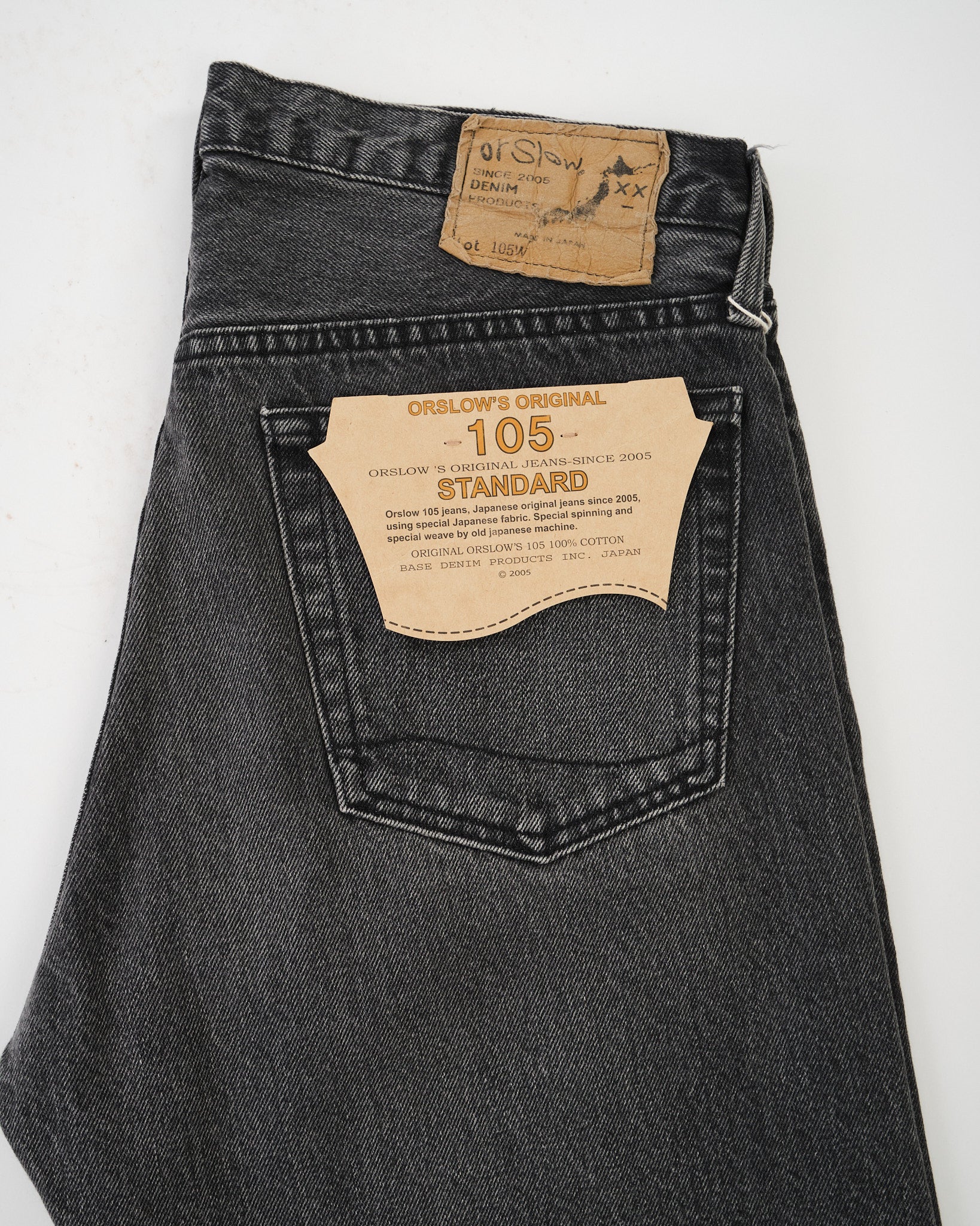 105 Standard Selvedge Black Denim Stone by orSlow