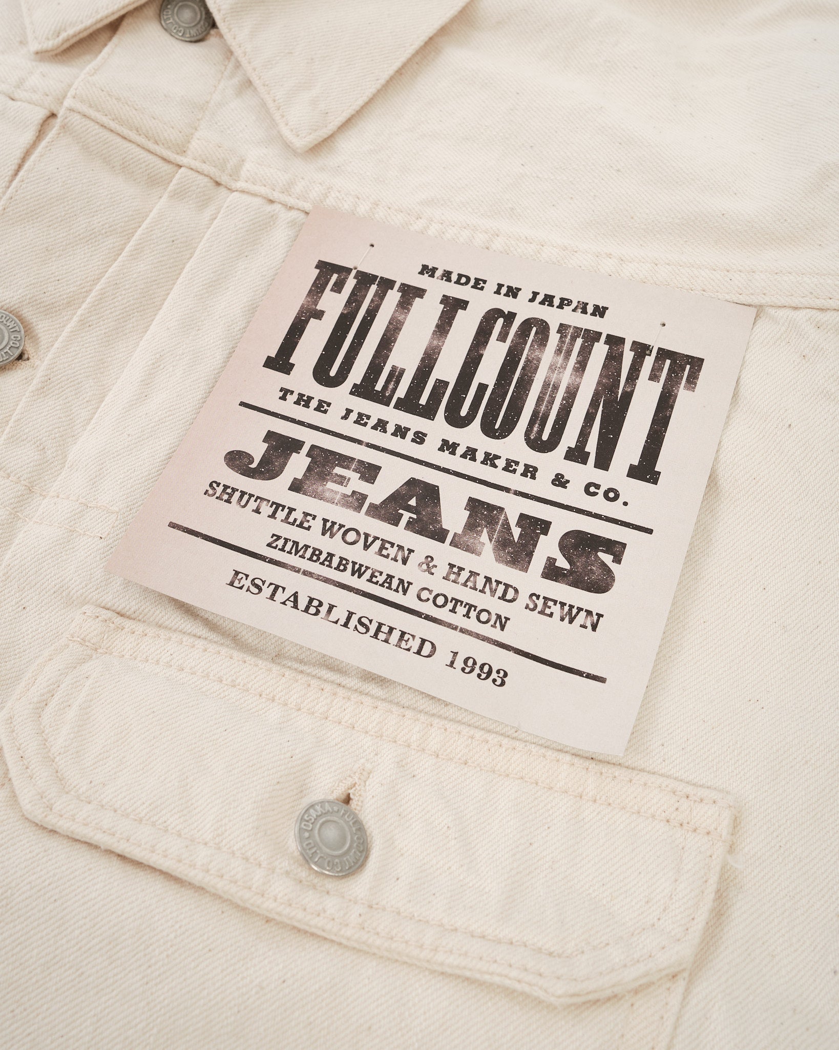 2107EC Type 1 Ecru Denim Jacket by Full Count - Meadow