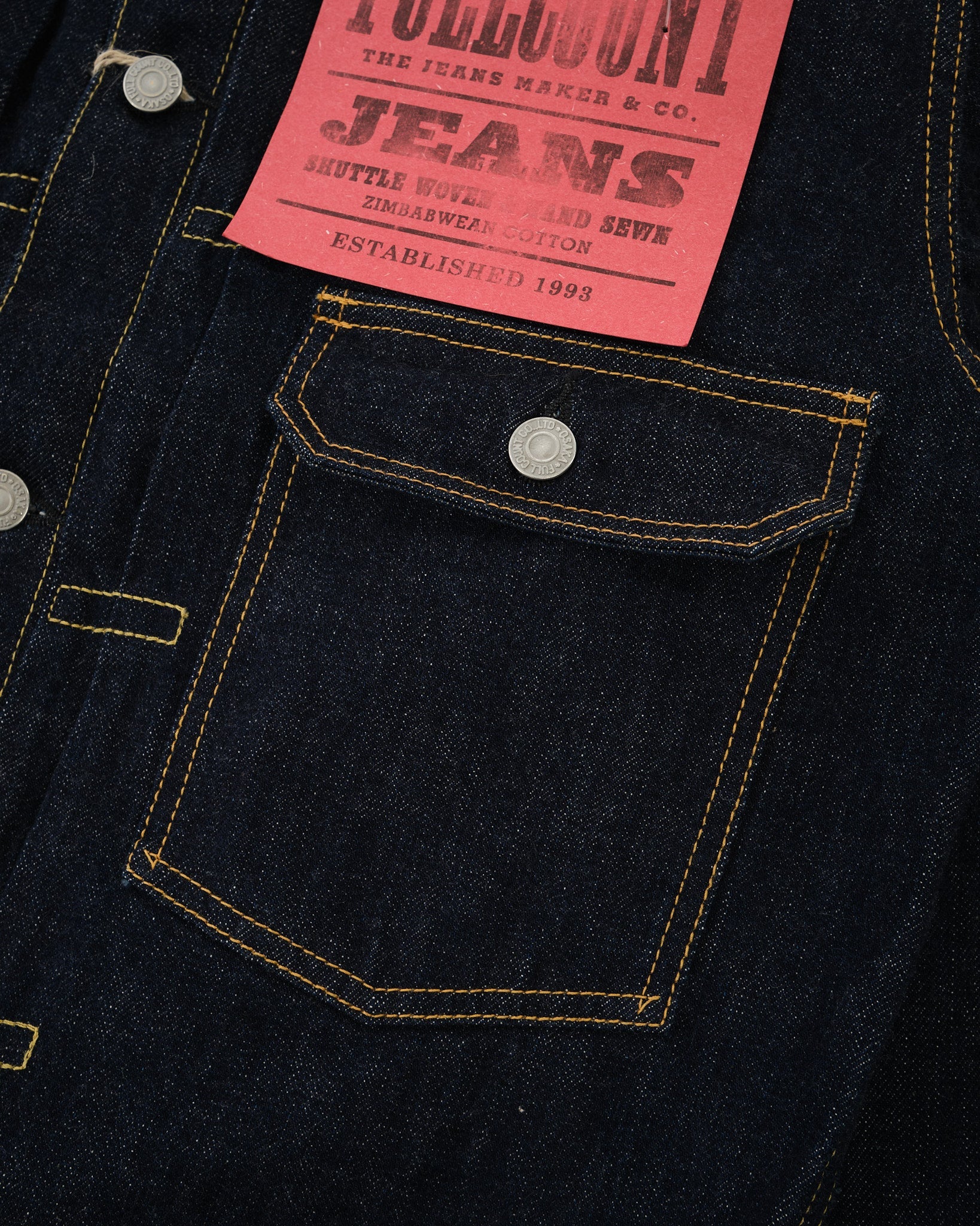 2107W-20 Type1 Denim Jacket 13.7oz Indigo Blue by Full Count - Meadow