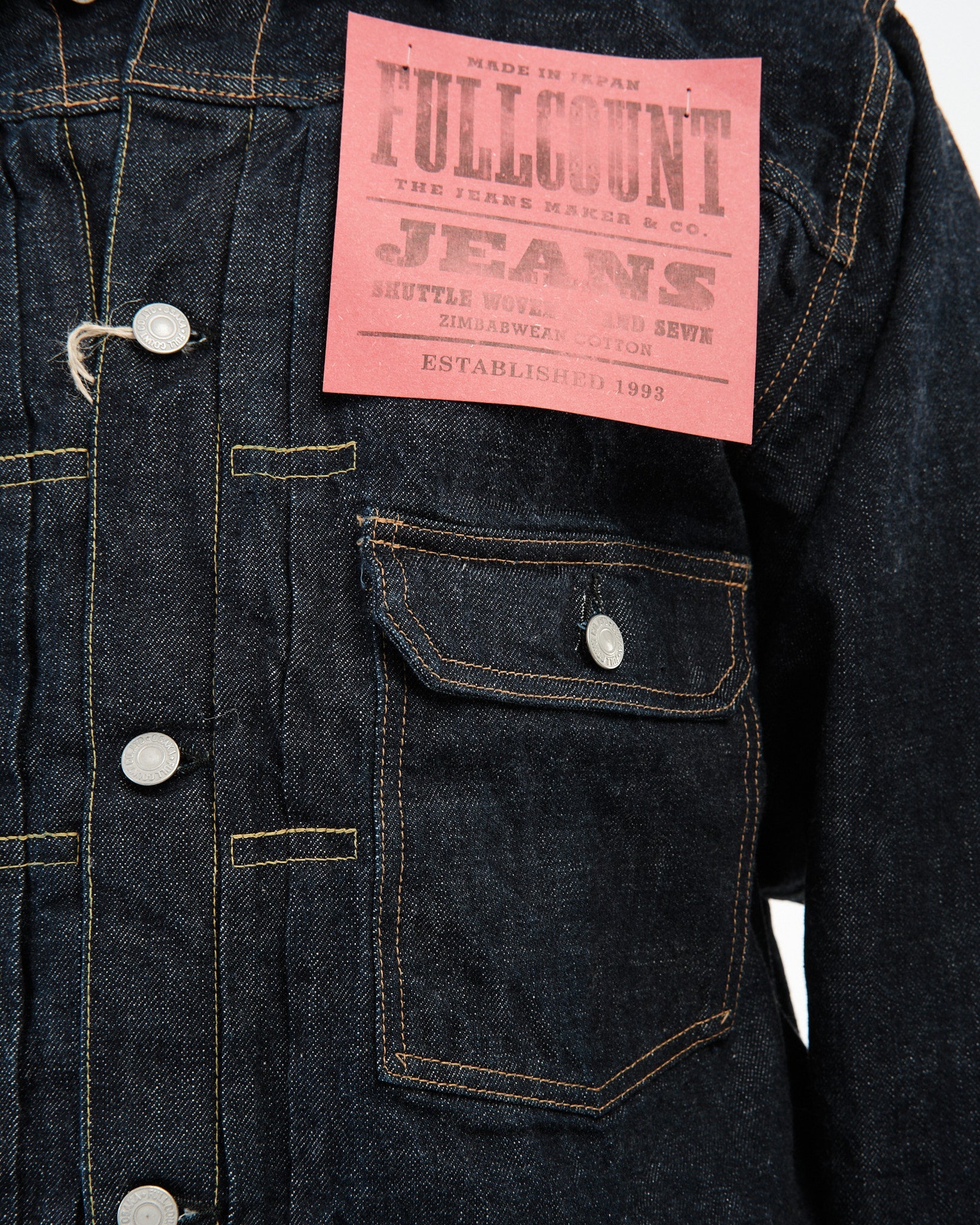 2107W-20 Type1 Denim Jacket 13.7oz Indigo Blue by Full Count - Meadow