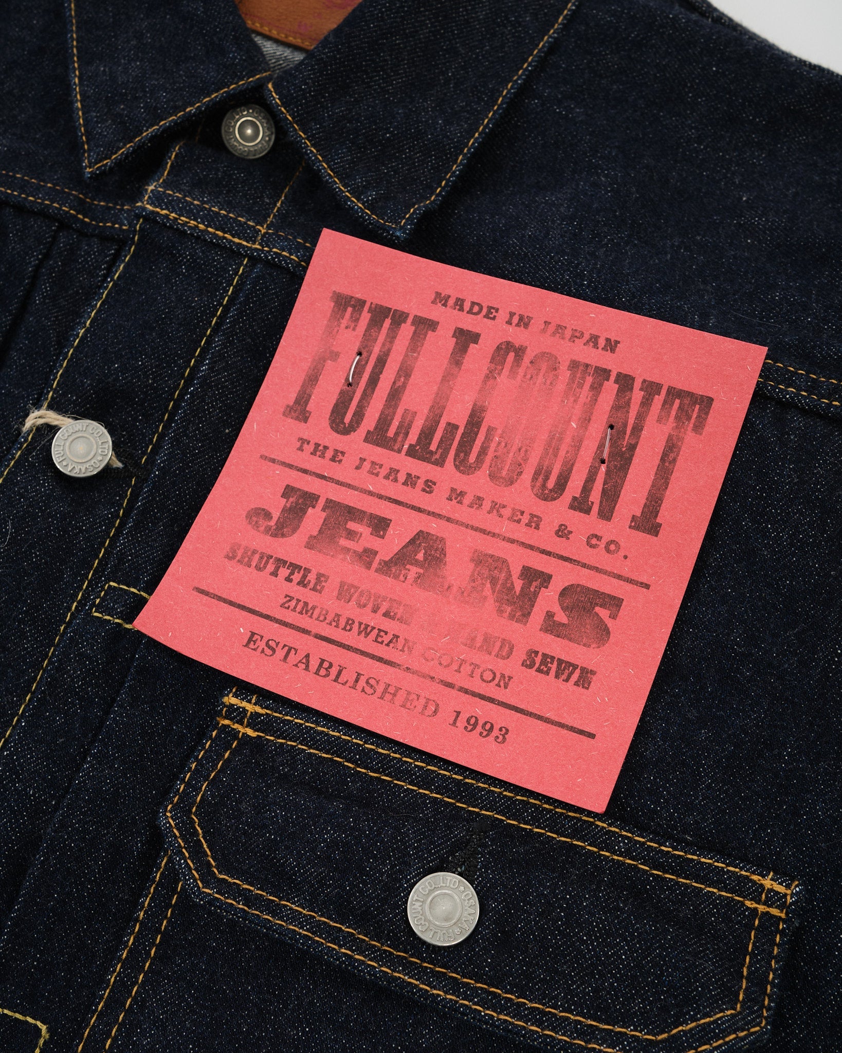 2107W-20 Type1 Denim Jacket 13.7oz Indigo Blue by Full Count - Meadow