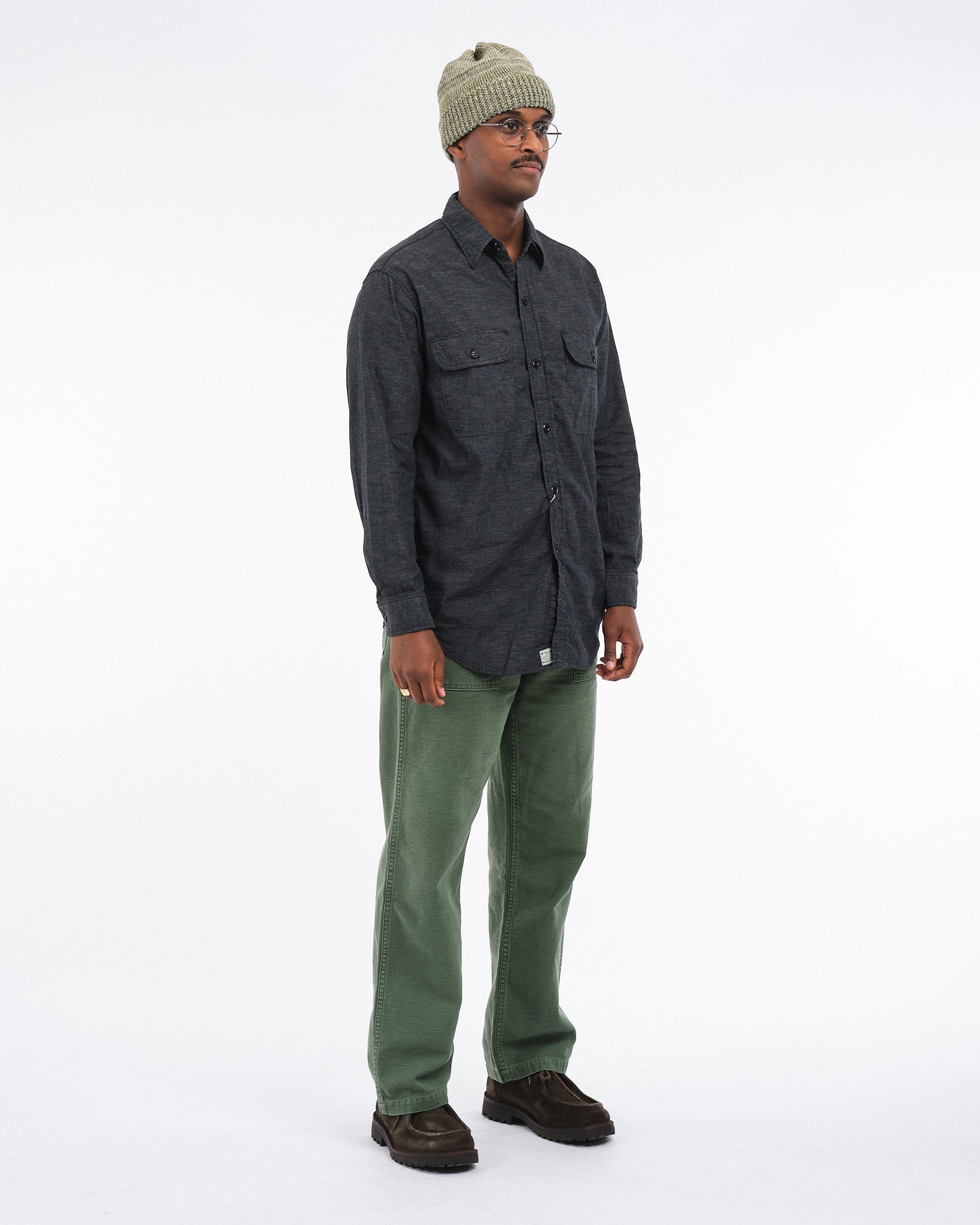 Black Chambray Work Shirt by orSlow - Meadow