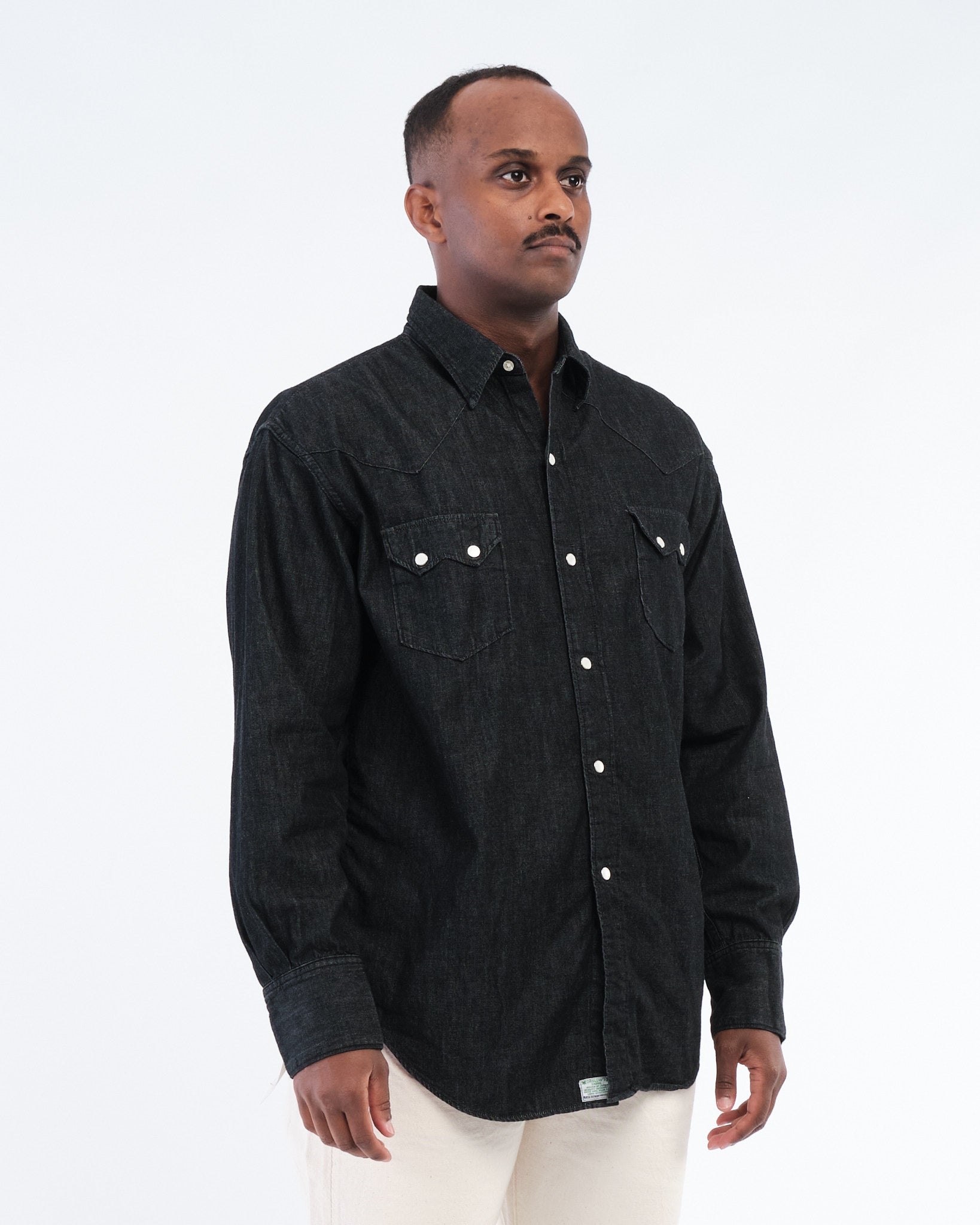 BLACK DENIM WESTERN SHIRT by orSlow - Meadow