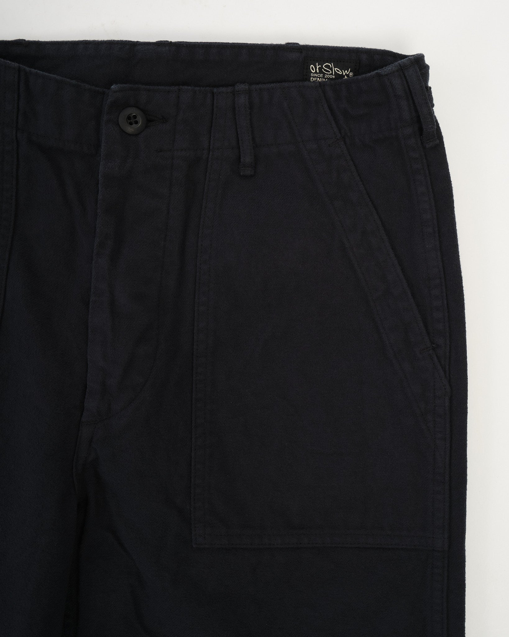 Brushed Flannel US Army Fatigue Pants Dark Navy by orSlow - Meadow