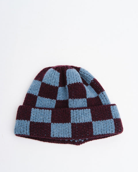 Checker Beanie Raspberry by Found Feather - Meadow