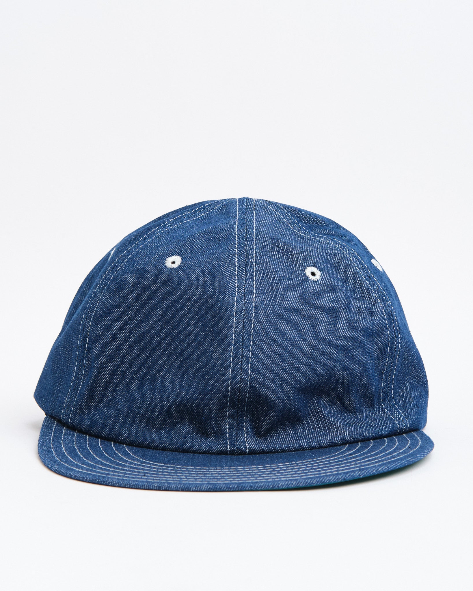 CLASSIC 6 PANEL CAP BLUE WITH GREEN UNDERBRIM by Found Feather