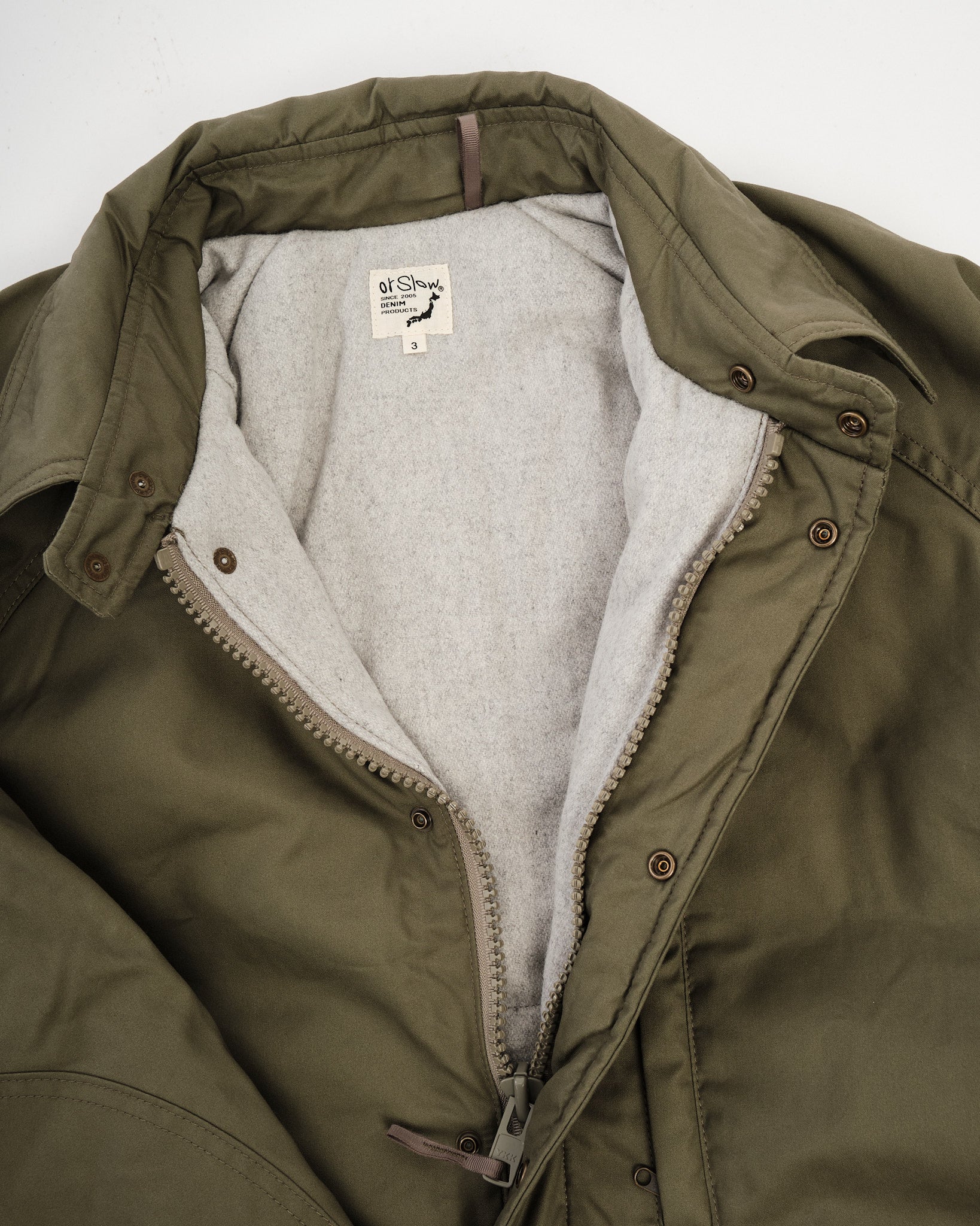 Cotton Nylon Padding Active Coat Army Green by orSlow - Meadow
