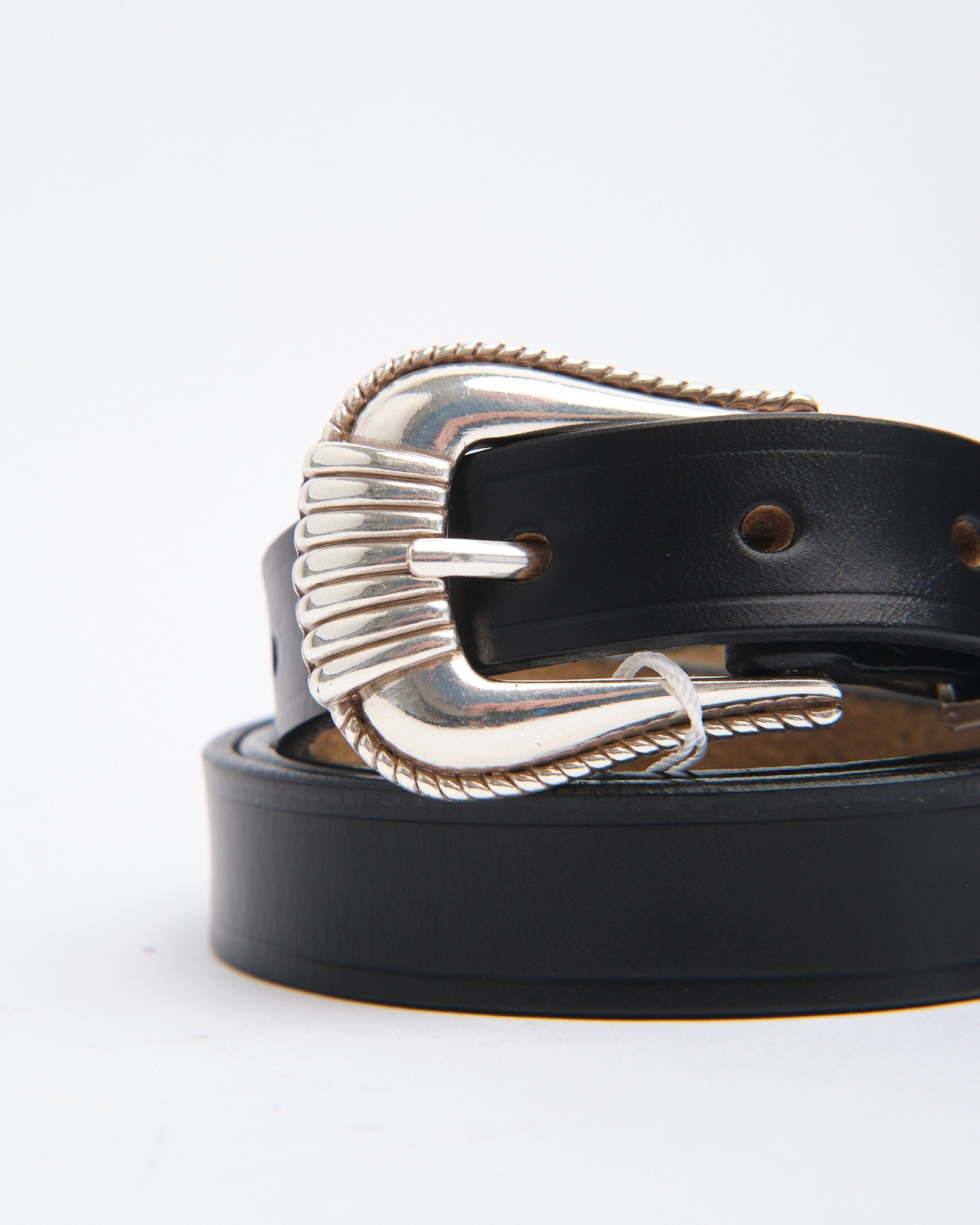 FN-BE-L006 3 Piece Chromexel Western Belt Black by Flat Head - Meadow