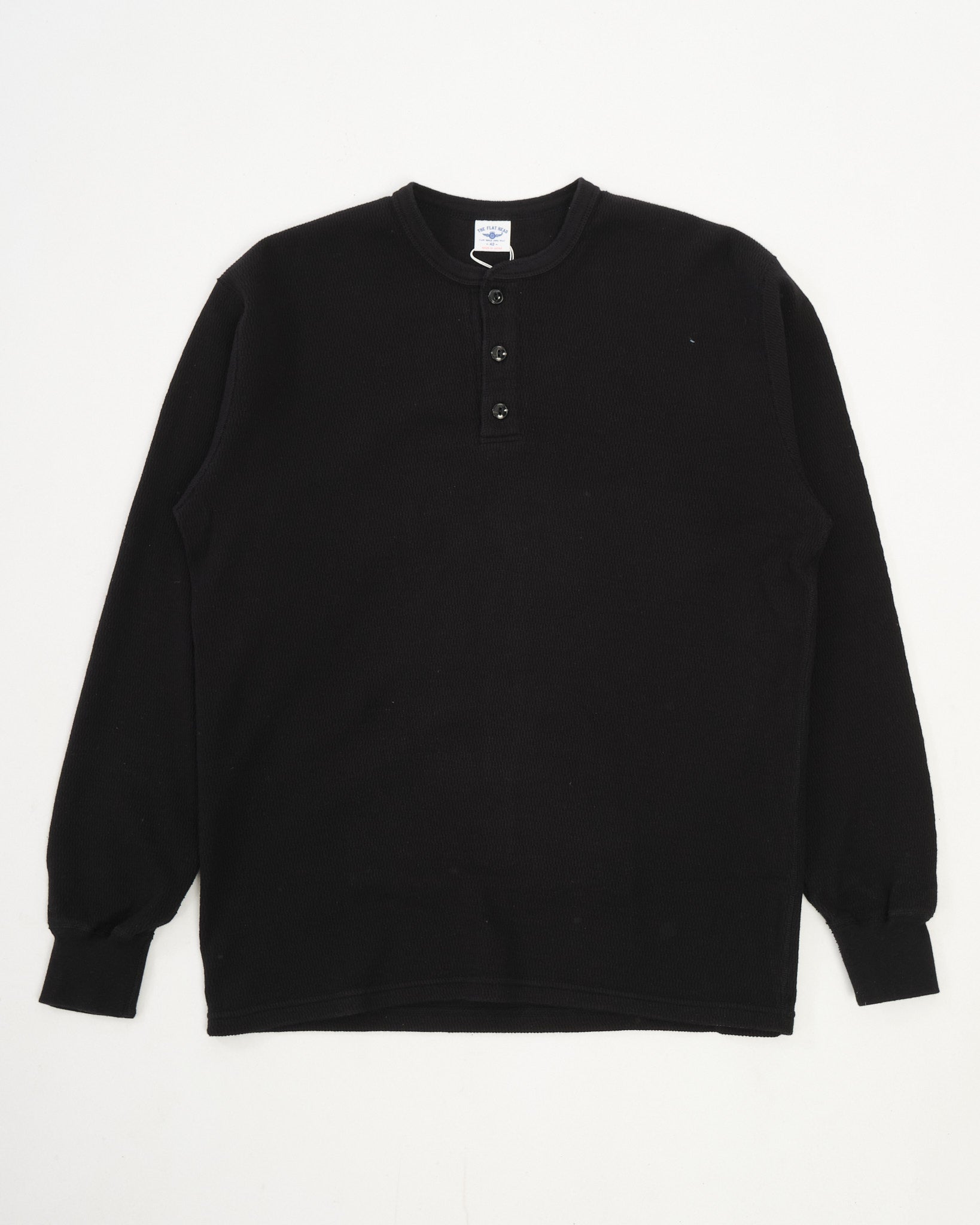 FN-THLH-004 Henley Neck Black by The Flat Head - Meadow
