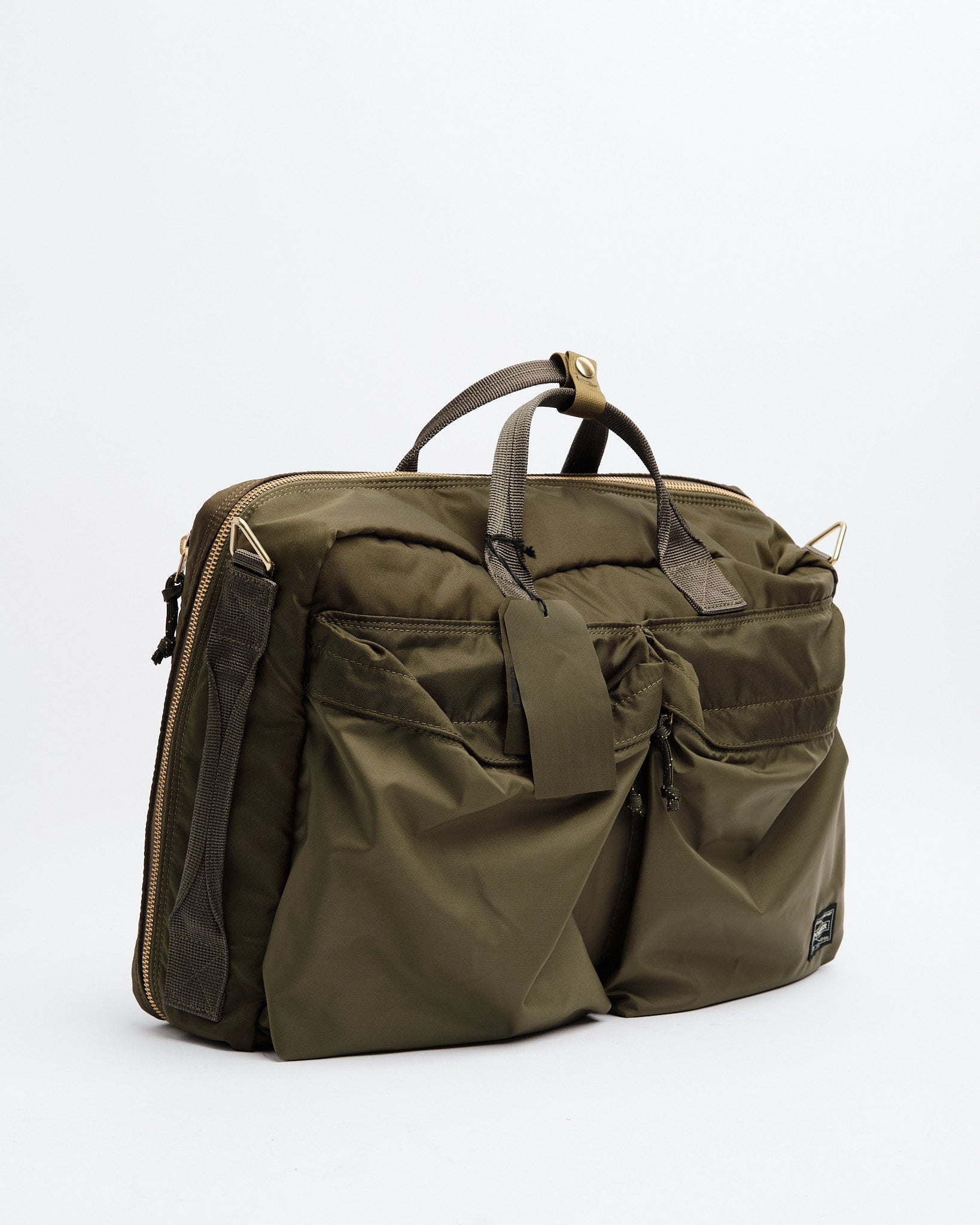 Force 3-Way Briefcase Olive Drab by Porter by Yoshida - Meadow