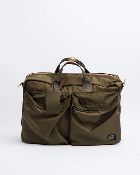 Force 3-Way Briefcase Olive Drab by Porter by Yoshida - Meadow