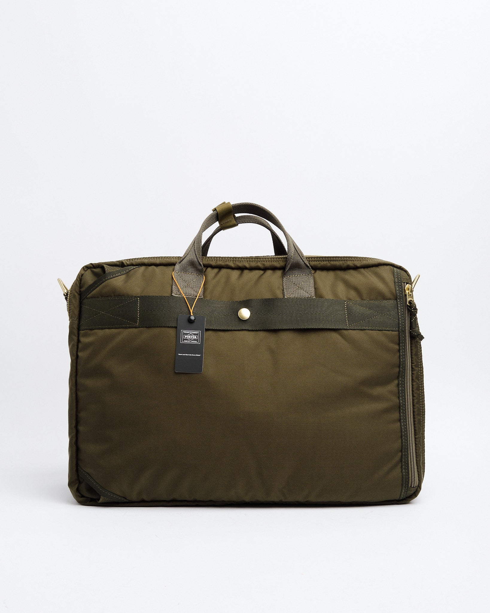 Force 3-Way Briefcase Olive Drab by Porter by Yoshida - Meadow