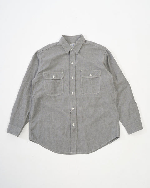 Gray Chambray Work Shirt With Flap Pocket by orSlow - Meadow