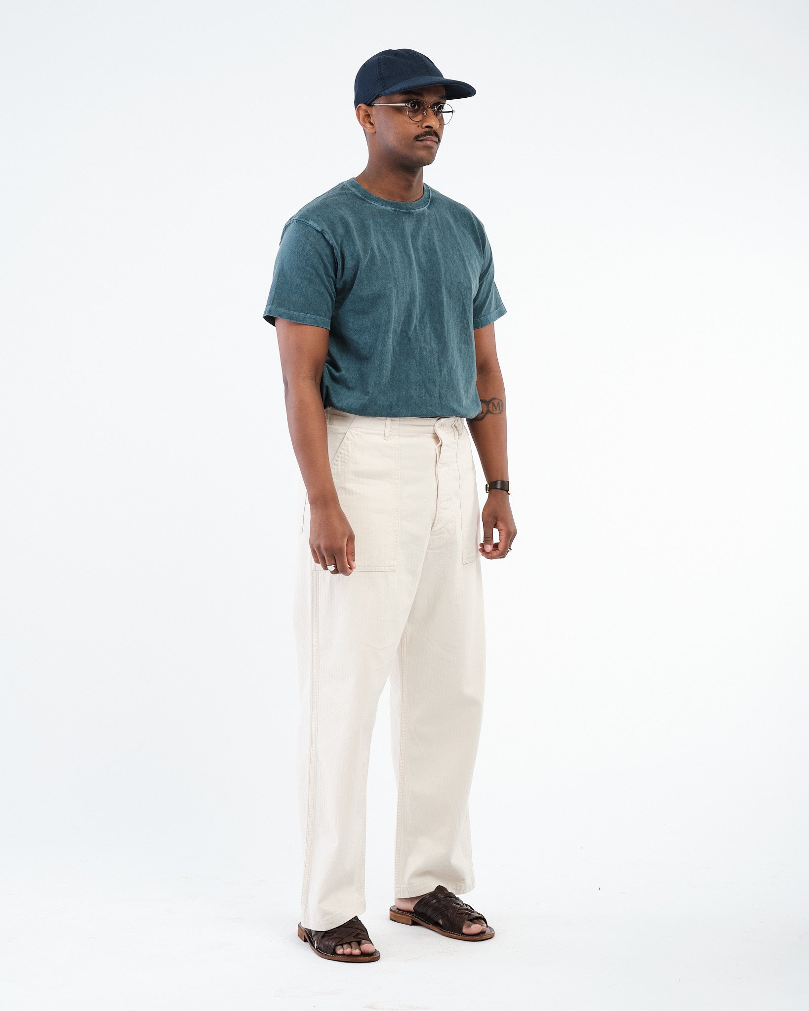 Herringbone Twill Summer Fatigue Pants Ecru by orSlow - Meadow
