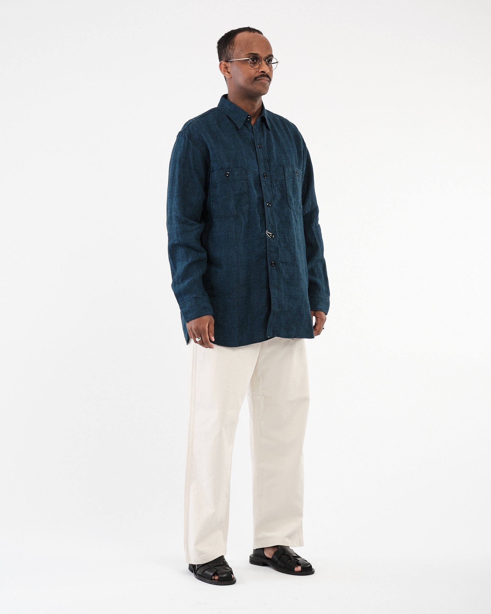 Indigo Linen Work Shirt by orSlow - Meadow