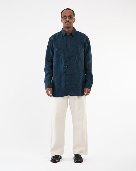 Indigo Linen Work Shirt by orSlow - Meadow