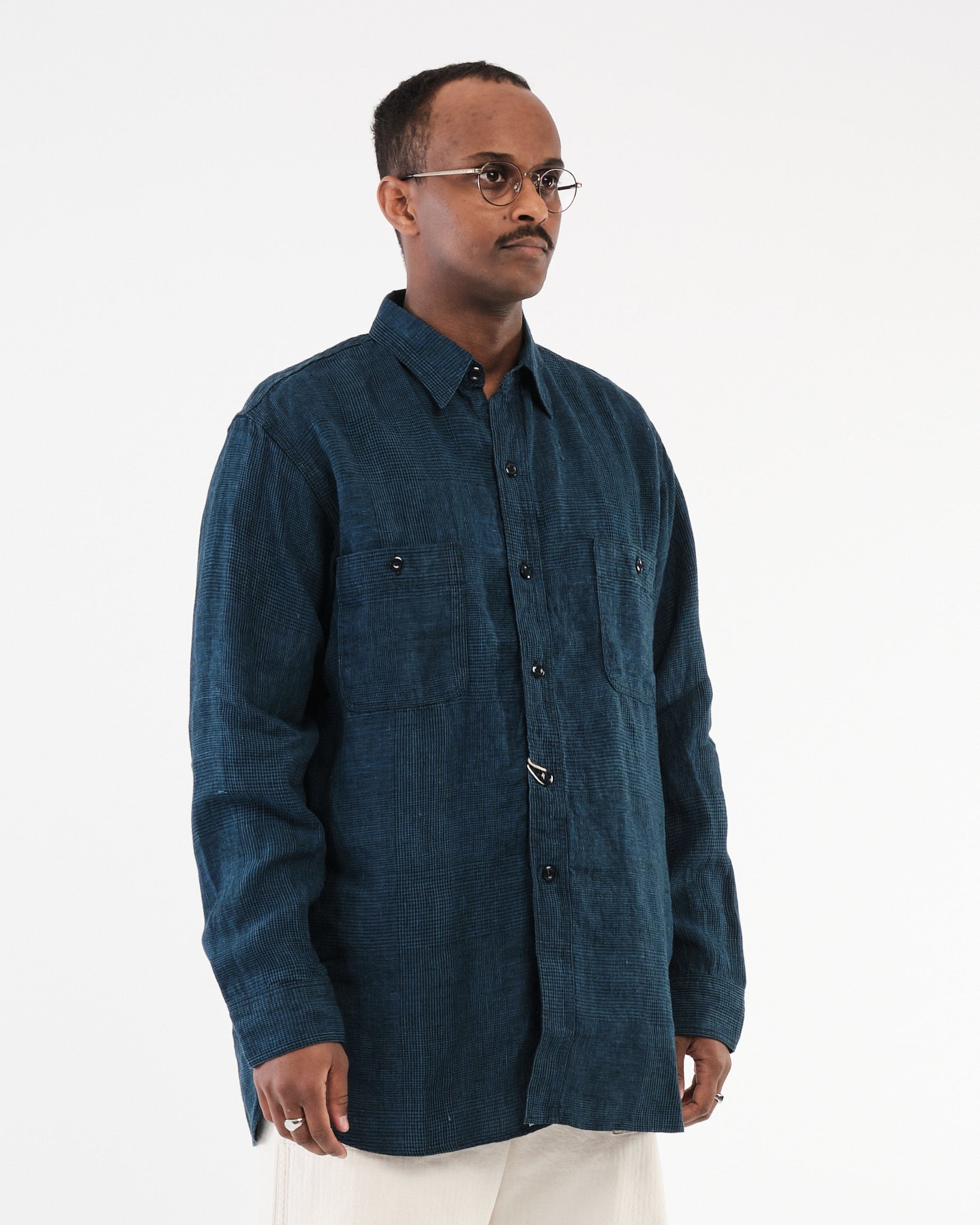 Indigo Linen Work Shirt by orSlow - Meadow
