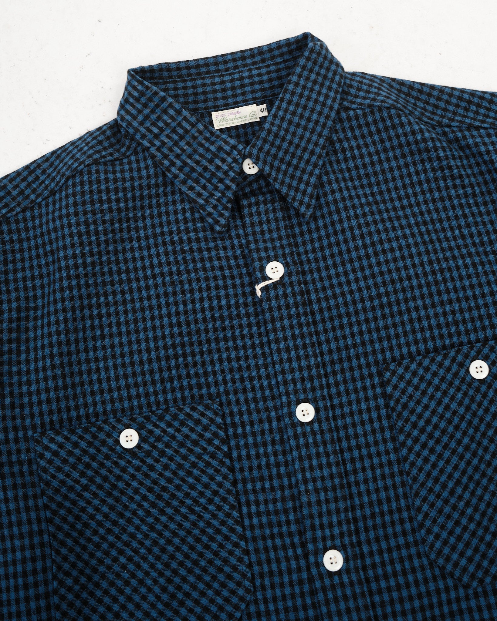 Lot 3055 LONG SLEEVE CHECK WORK SHIRTS Gingham Blue by Warehouse