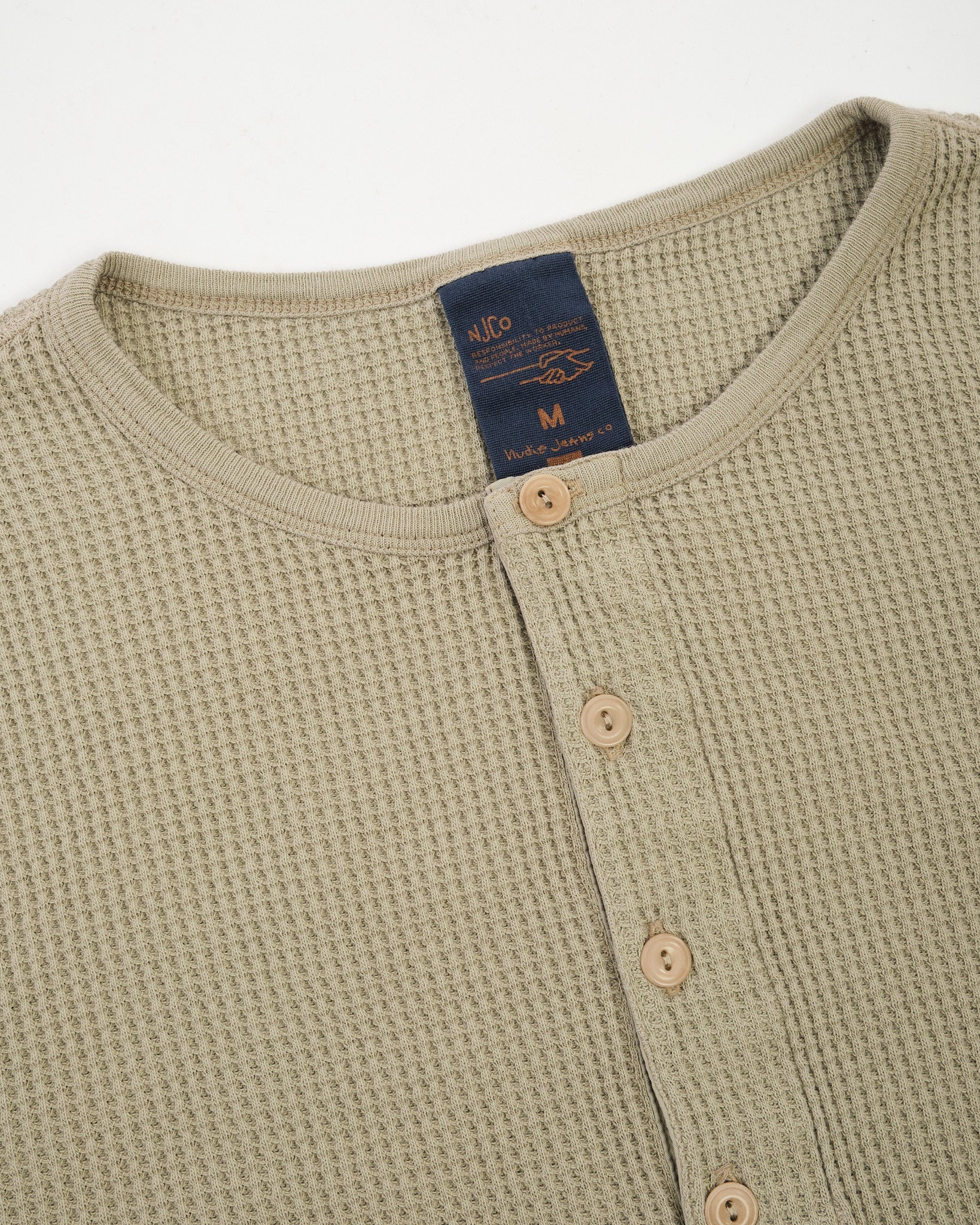 LS Henley Waffle T-Shirt Desert by Nudie Jeans Co - Meadow