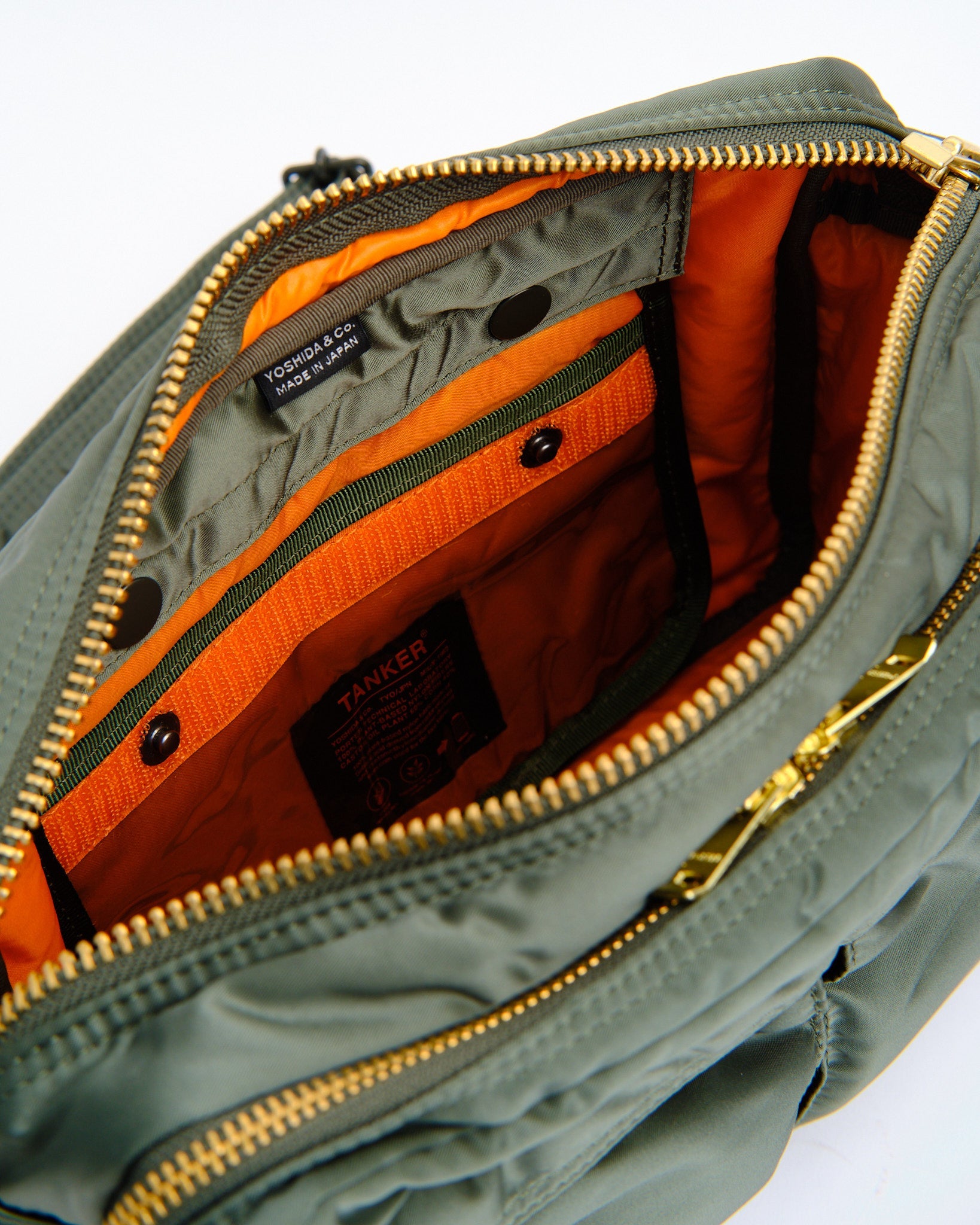 New Tanker Sling Bag W Zip (L) Sage Green by Porter by Yoshida