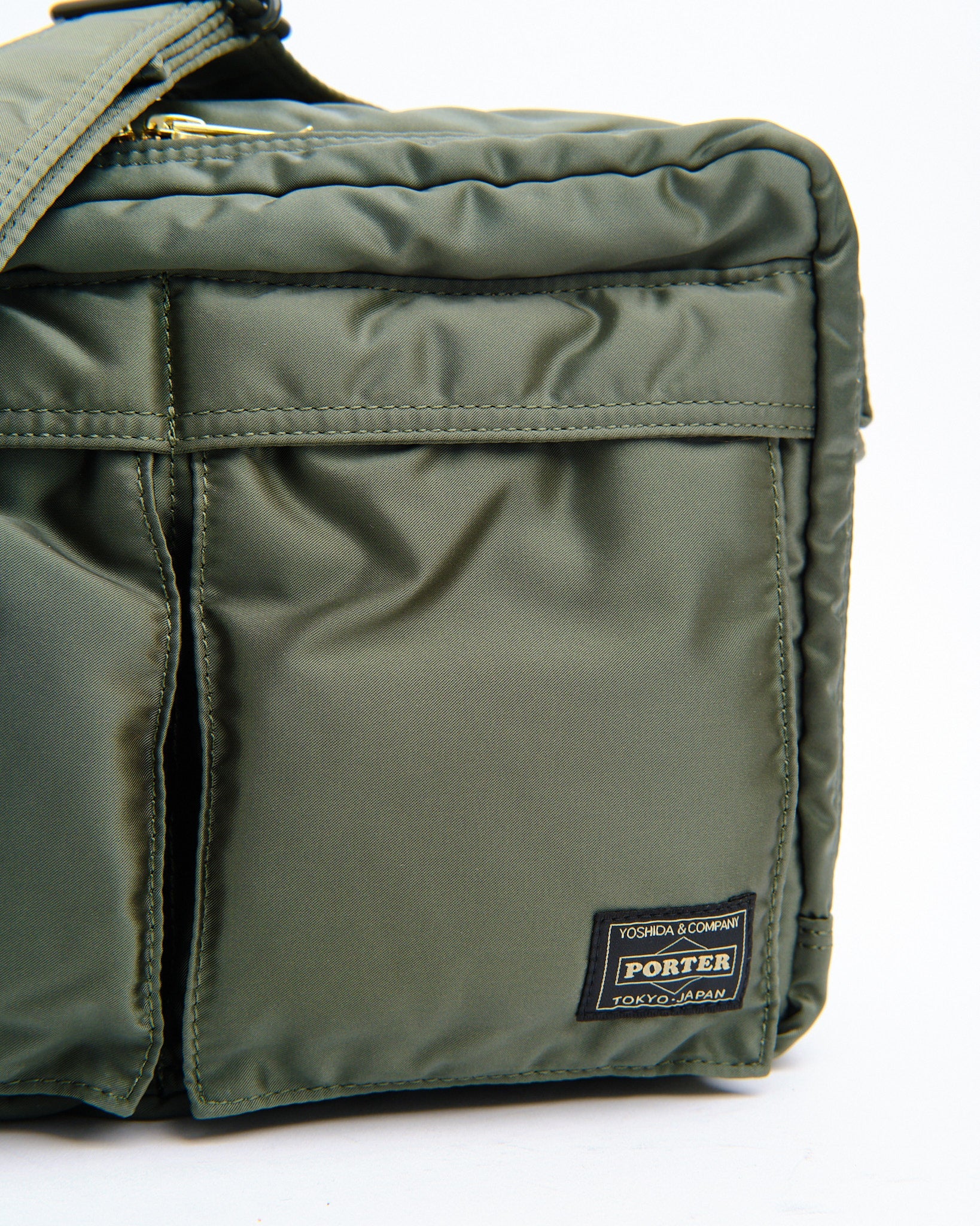 New Tanker Sling Bag W Zip (L) Sage Green by Porter by Yoshida