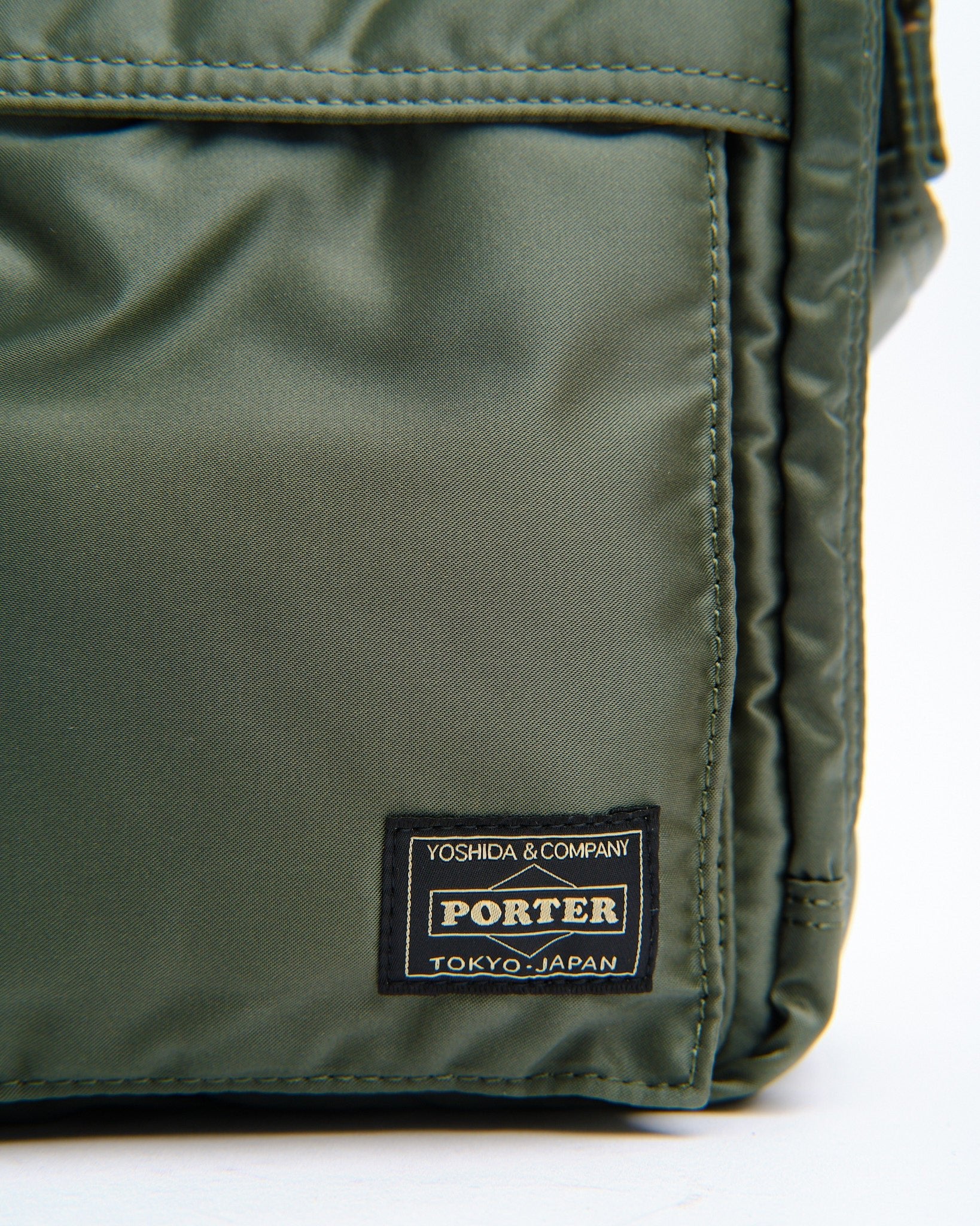 Tanker Sling Bag W Zip (L) Sage Green by Porter by Yoshida - Meadow
