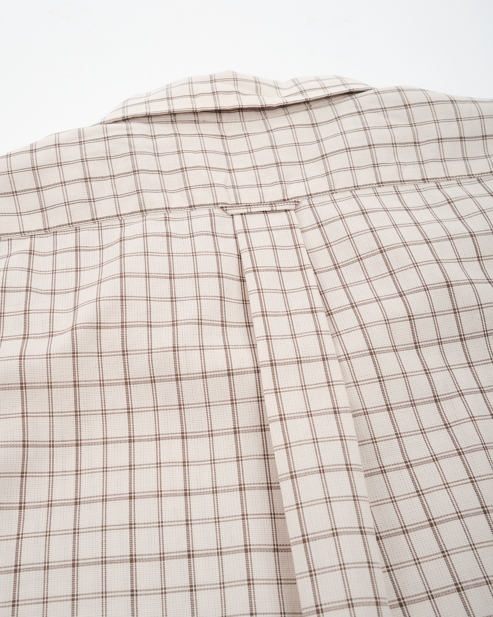 Open collar Panama Plaid S/S Shirt Beige by Nanamica - Meadow