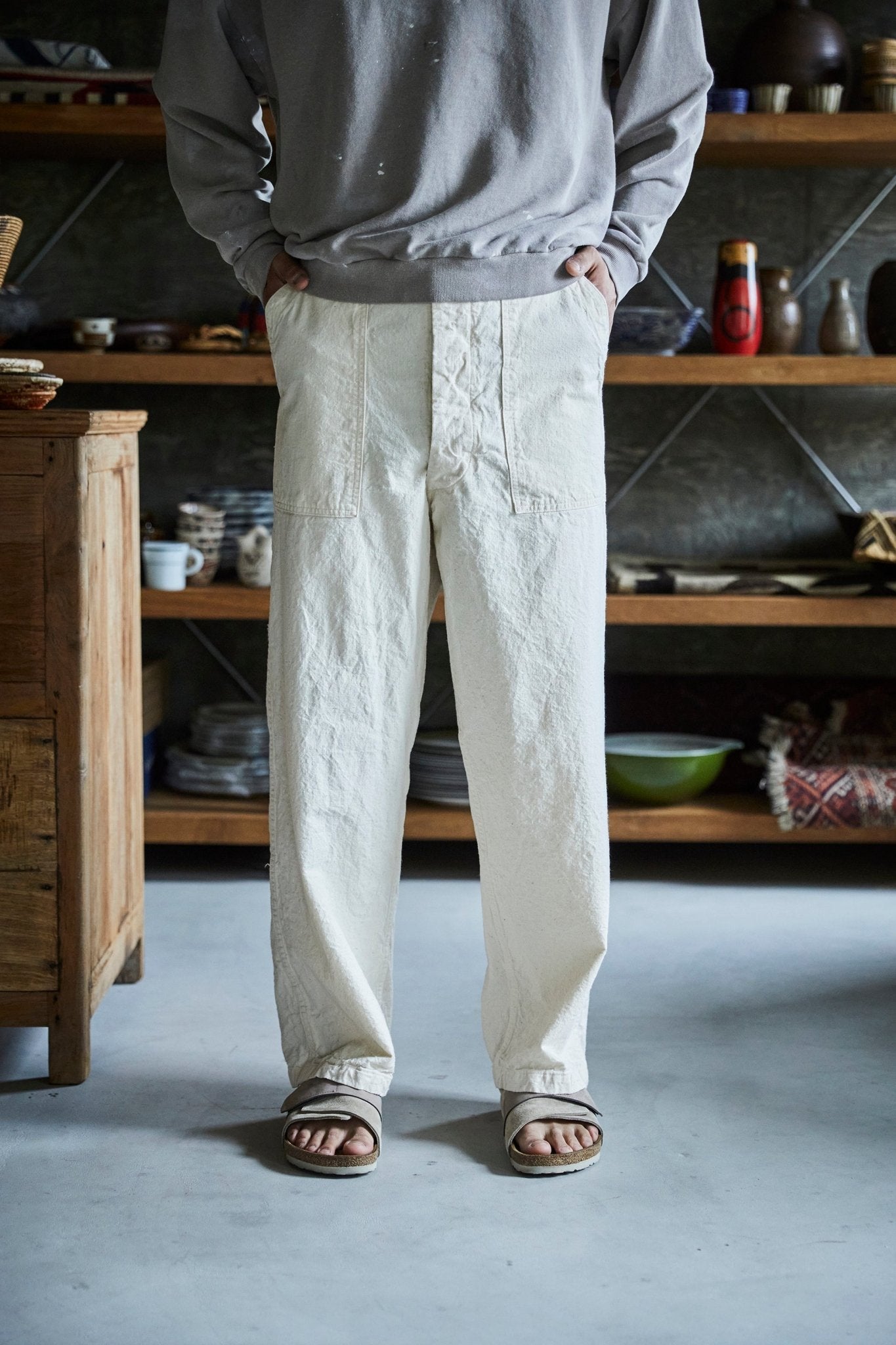 Original Napped Twill Summer Fatigue Pants Ecru by orSlow - Meadow
