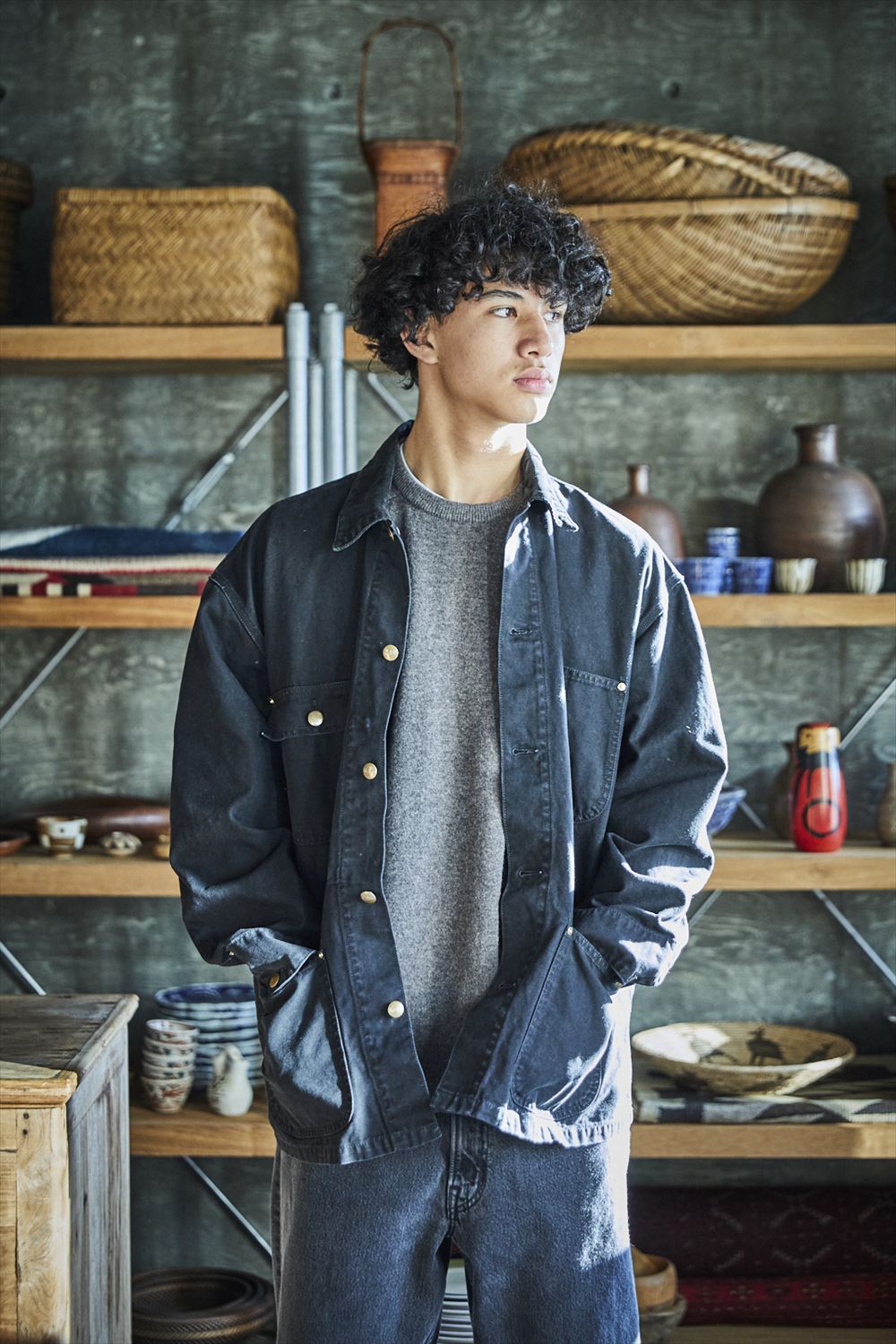 ORSLOW | Relax Fit Oxford Coverall Black | MEADOW