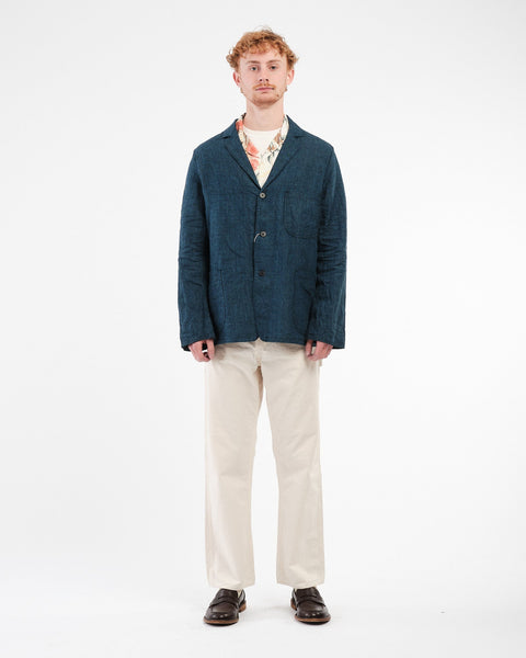 Simple Light Jacket Indigo Check by orSlow - Meadow