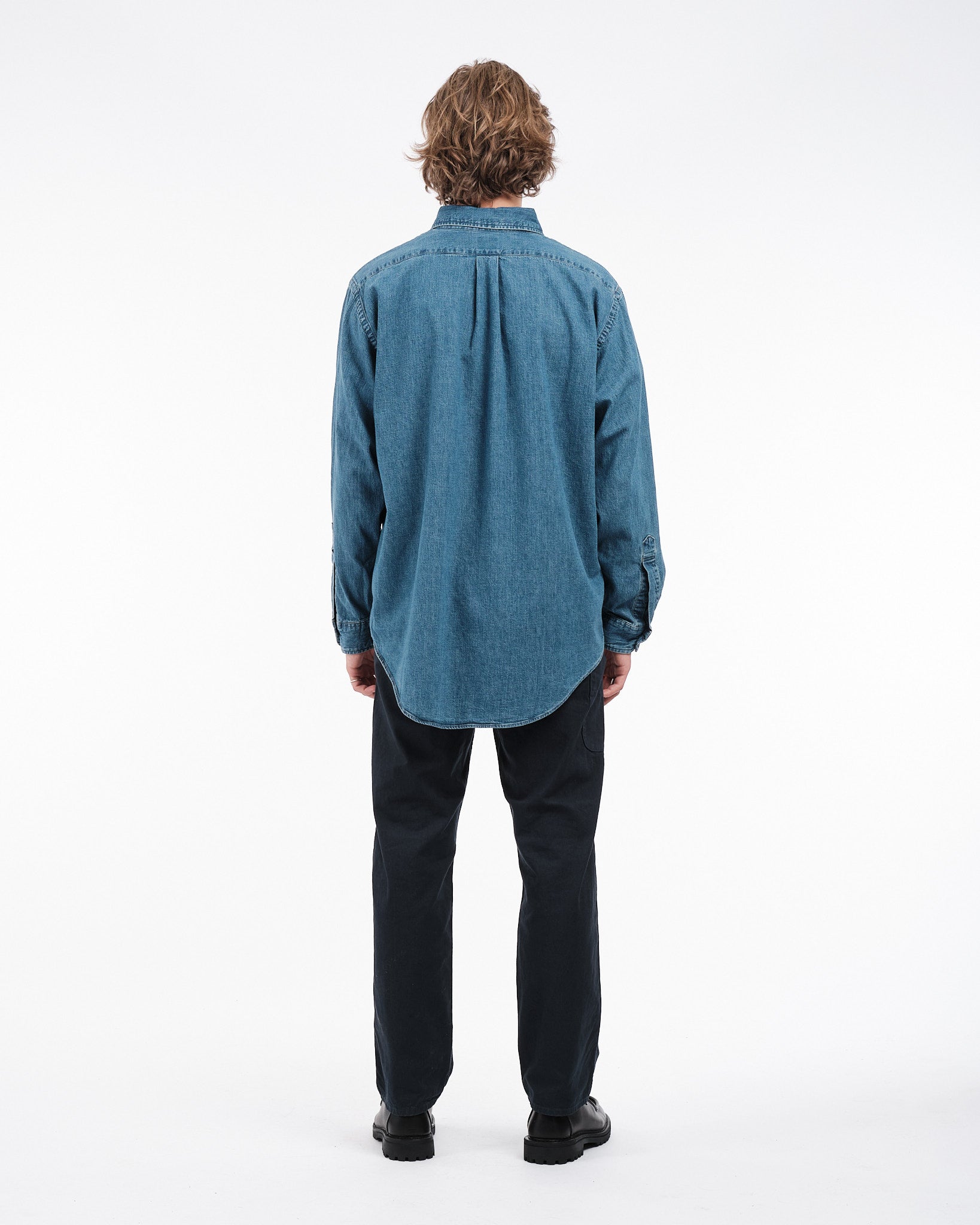 【美品】orSlow DENIM BUTTON DOWN SHIRTS Standard Button Down Shirt Denim Used by orSlow - Meadow