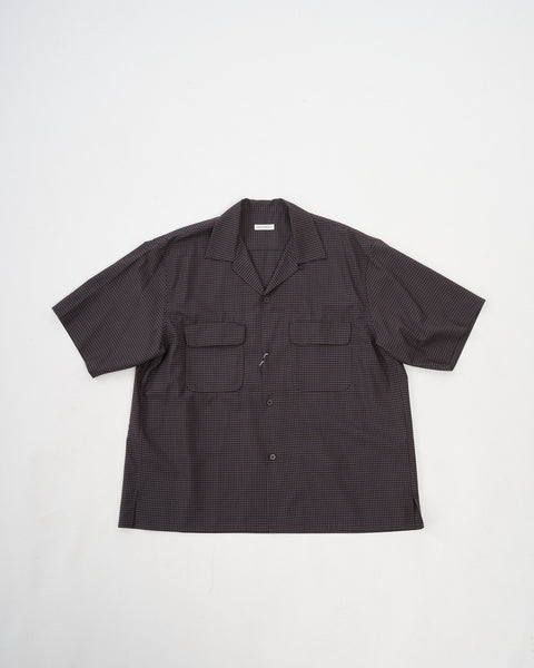 KAPTAIN SUNSHINE | Wool Open Collar SS Shirt Brown | MEADOW