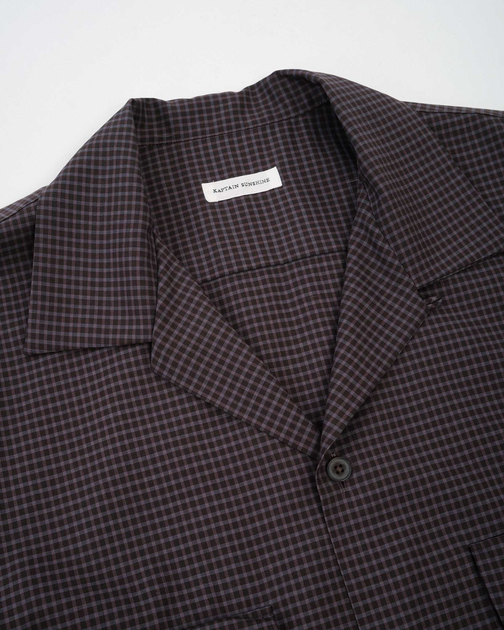 KAPTAIN SUNSHINE | Wool Open Collar SS Shirt Brown | MEADOW